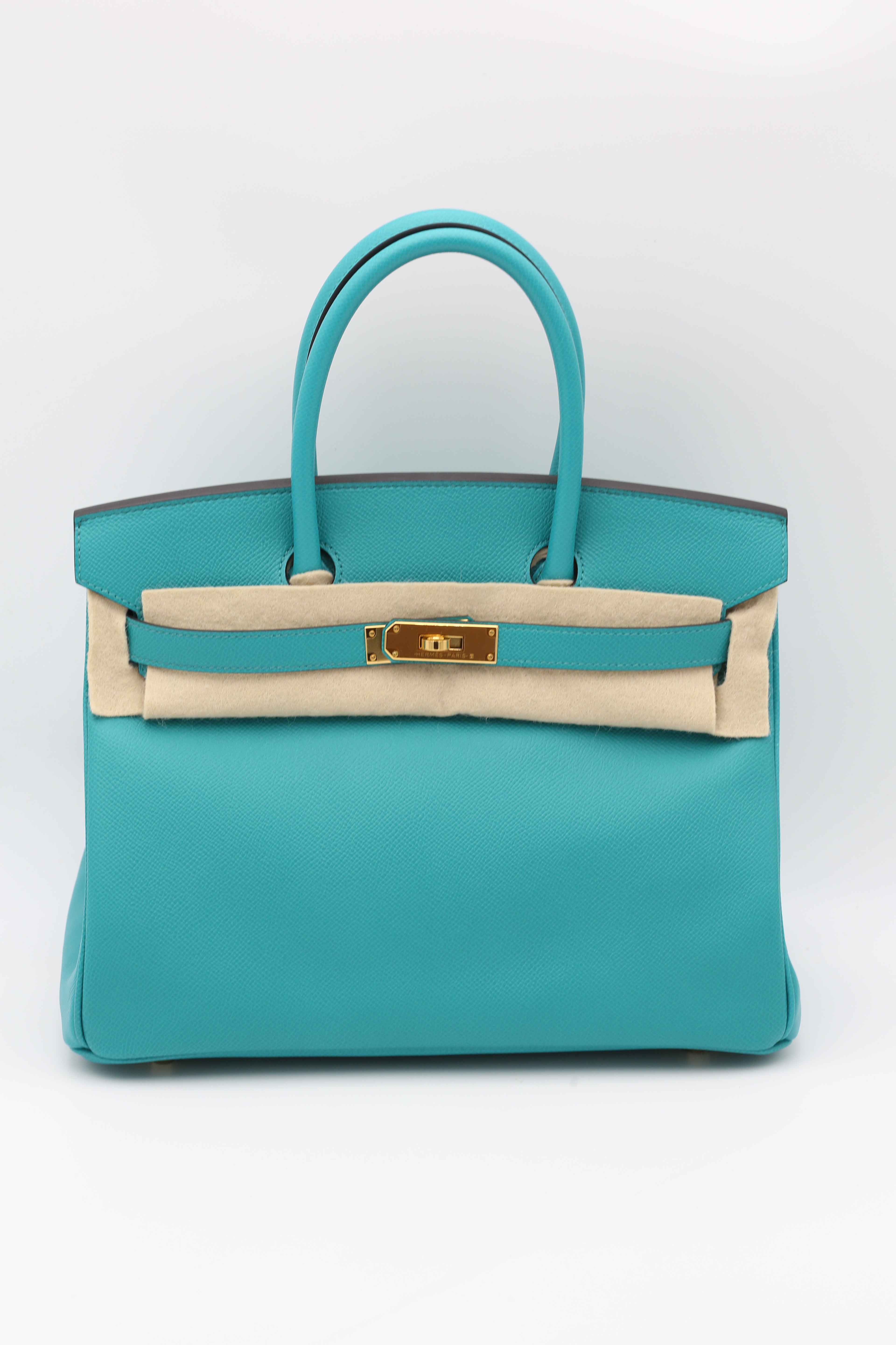 HERMÈS BIRKIN30 BLEU PATON EPSOM GOLD HARDWARE A STAMP