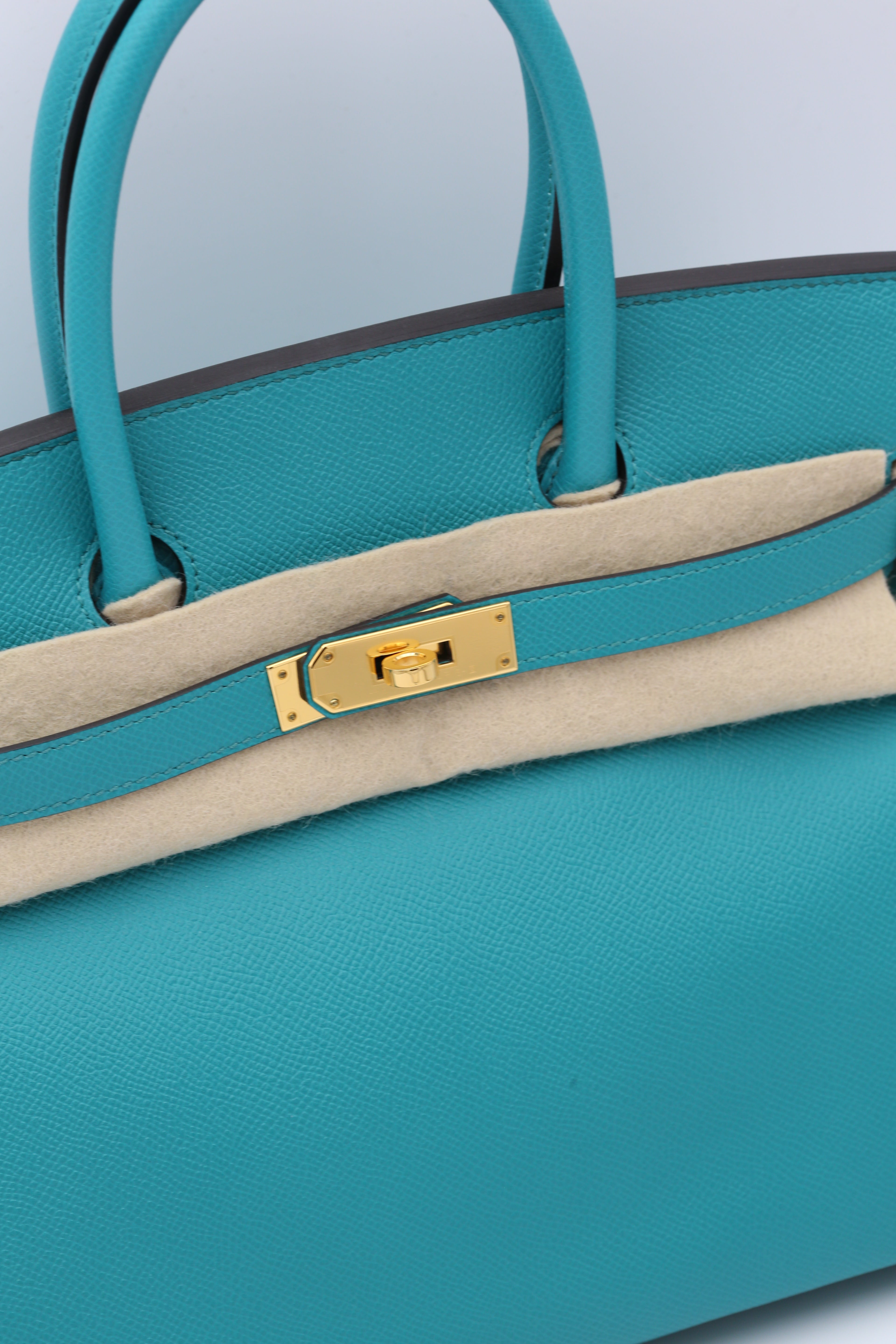 HERMÈS BIRKIN30 BLEU PATON EPSOM GOLD HARDWARE A STAMP