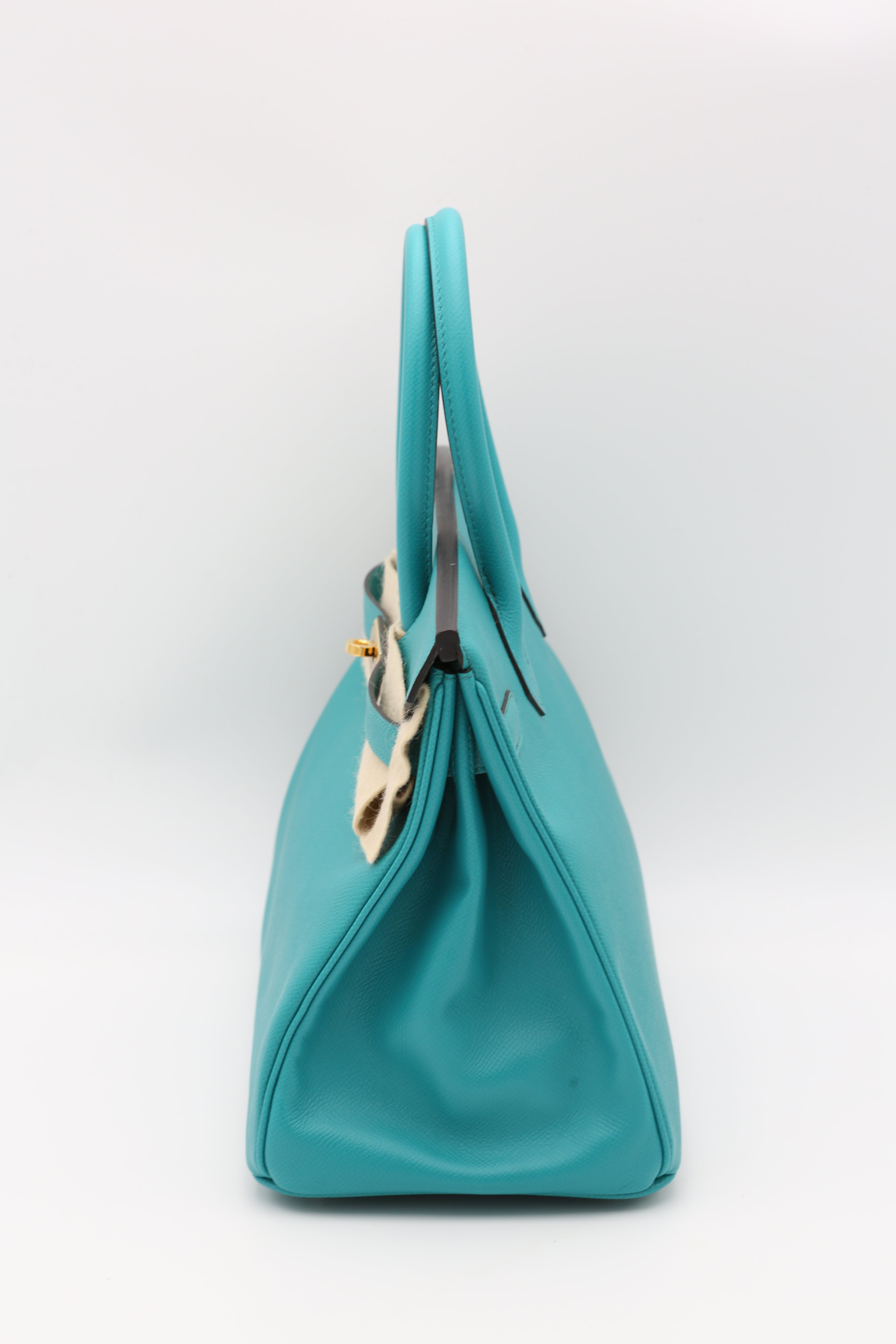 HERMÈS BIRKIN30 BLEU PATON EPSOM GOLD HARDWARE A STAMP