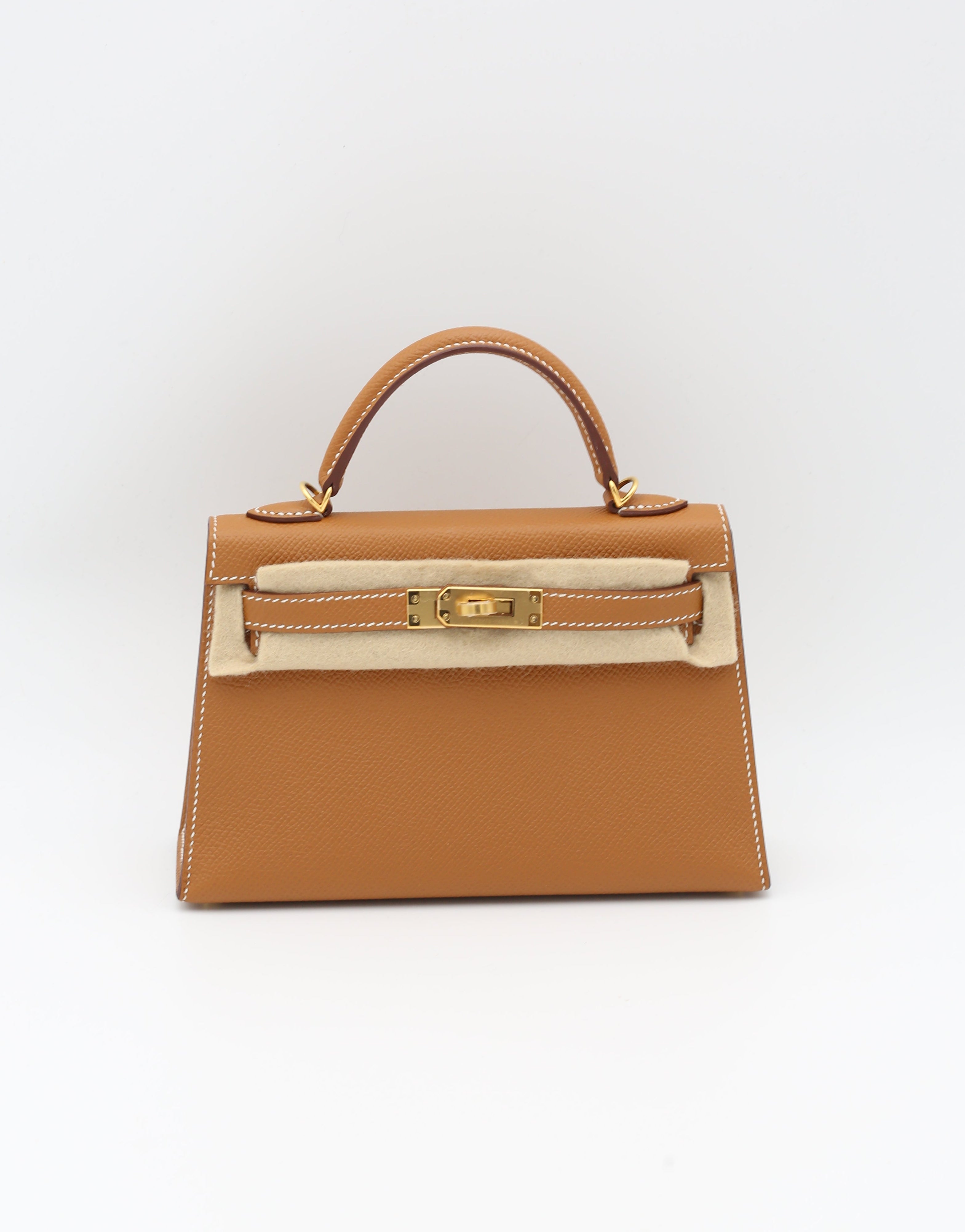 HERMÈS MINI KELLY II GOLD EPSOM GOLD HARDWARE Y STAMP