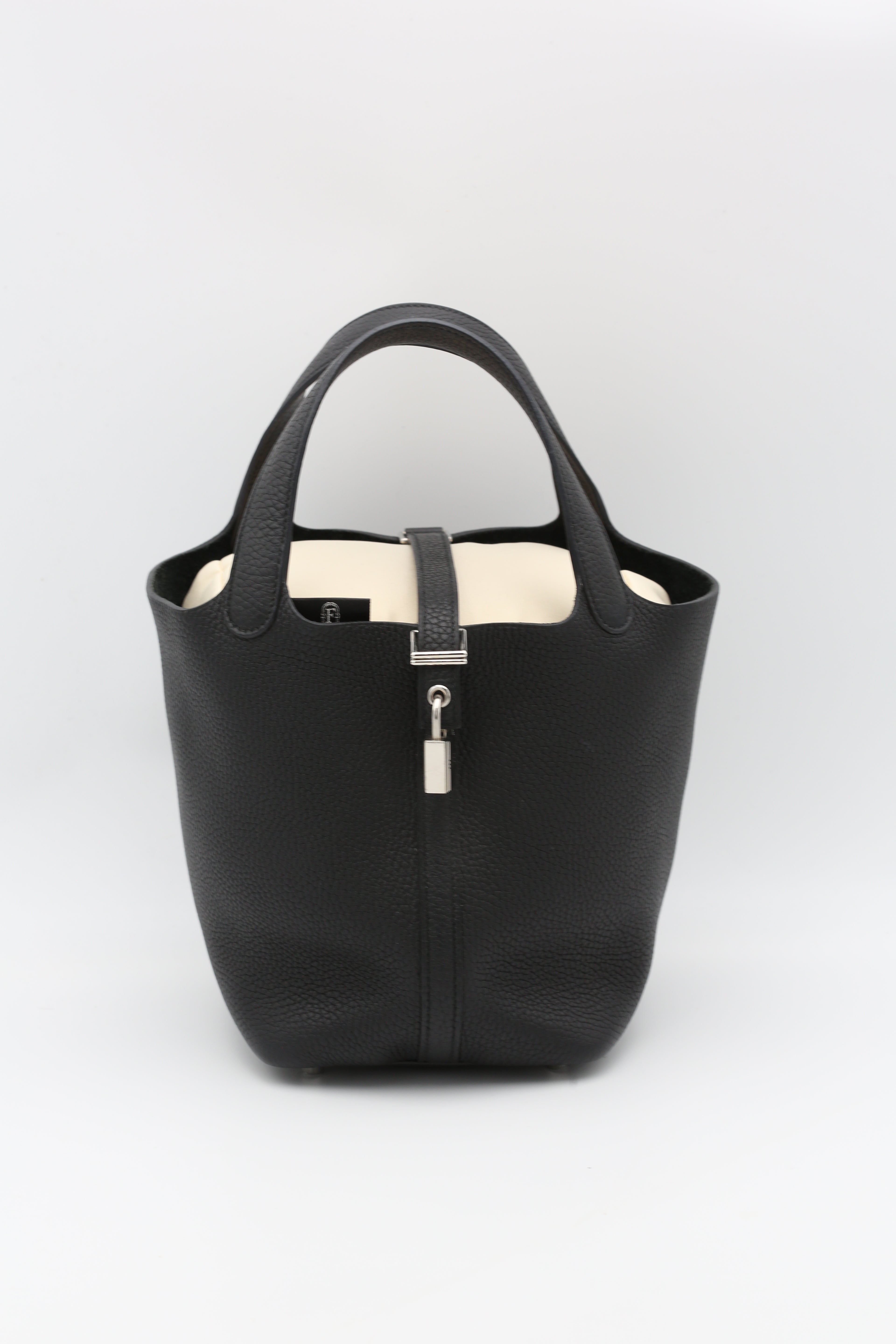 HERMÈS PICOTIN18 NOIR TOGO SILVER HARDWARE Y STAMP