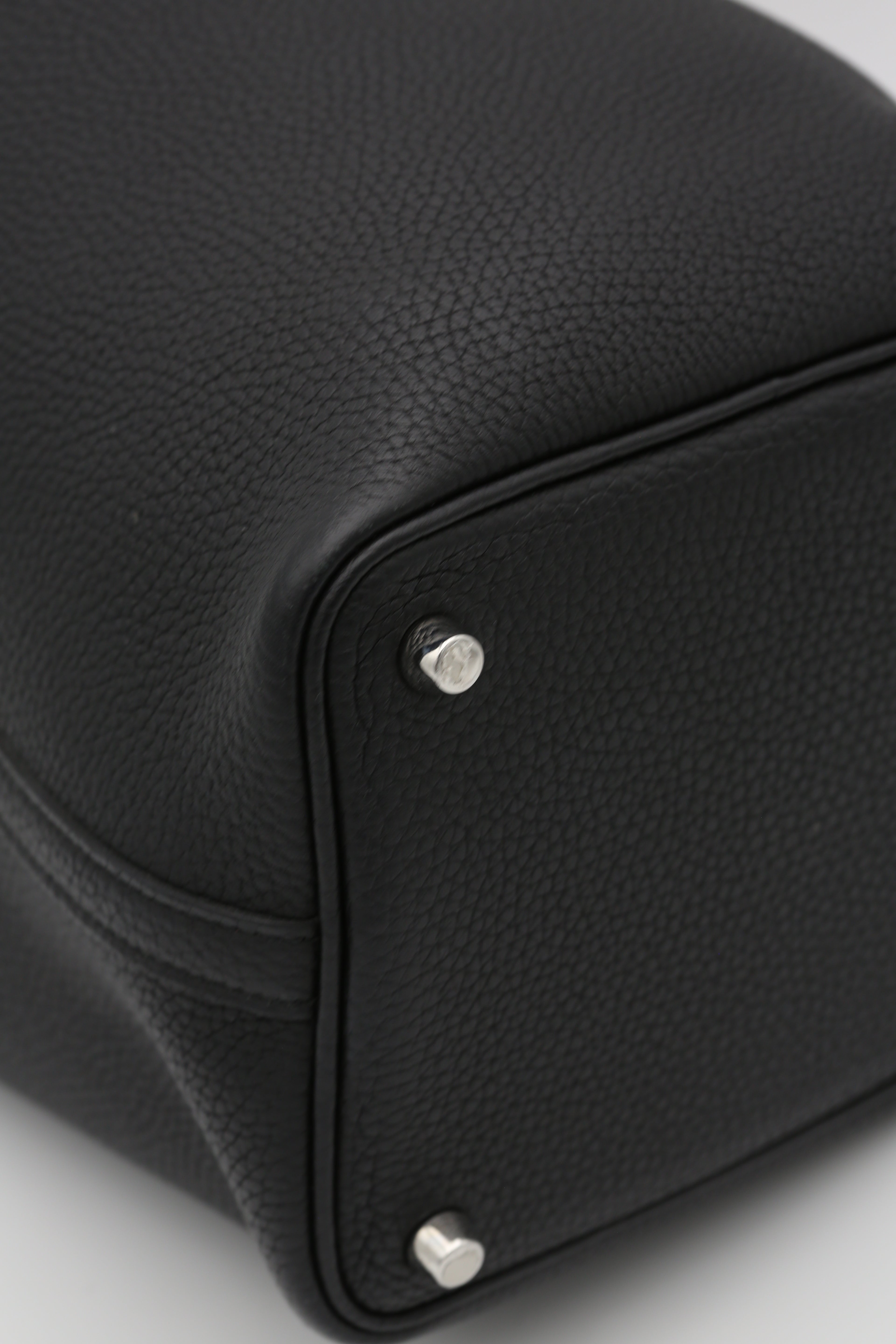 HERMÈS PICOTIN18 NOIR TOGO SILVER HARDWARE Y STAMP