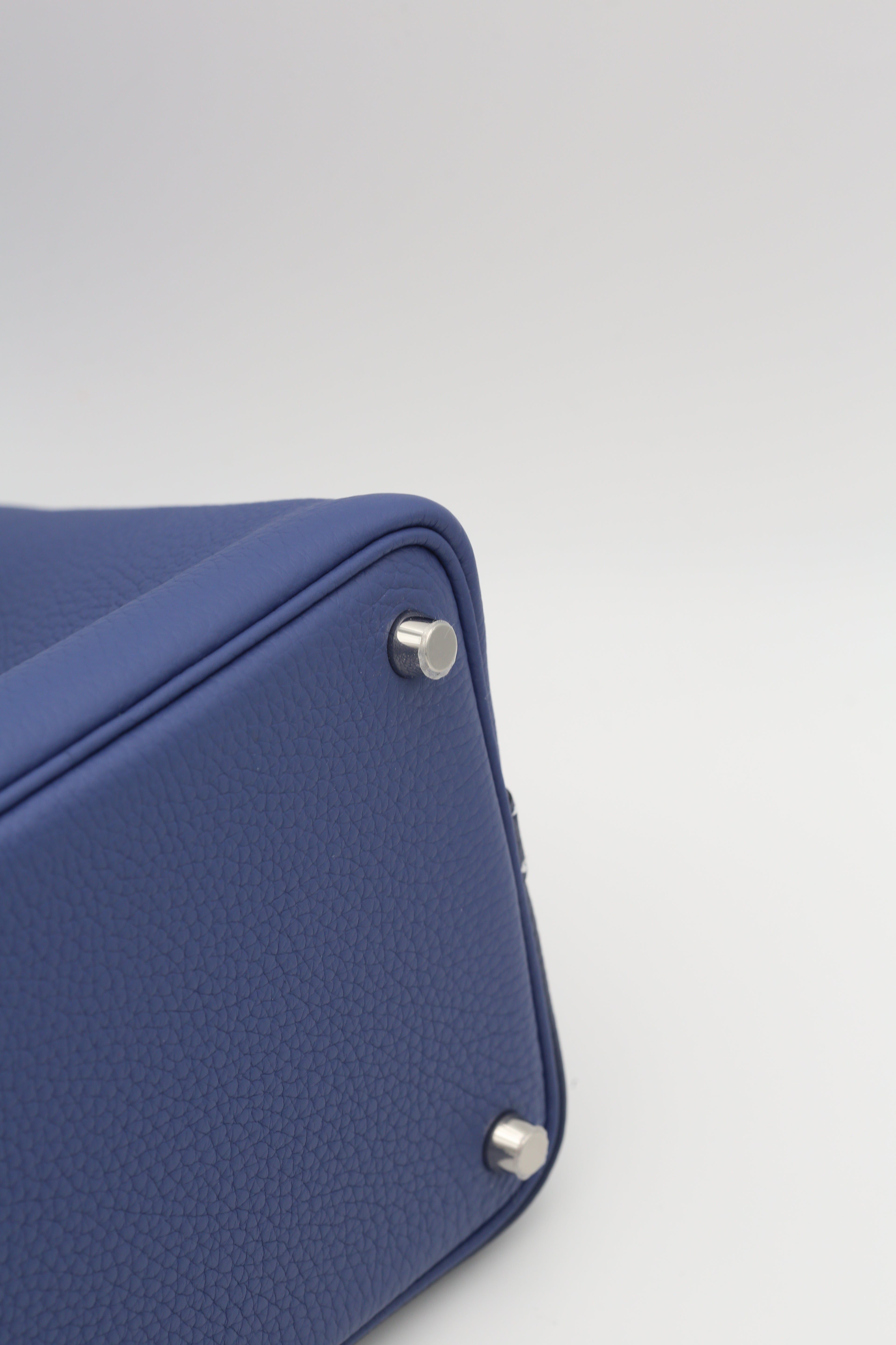 HERMÈS PICOTIN18 BLUE SAPHIR TOGO SILVER HARDWARE Z STAMP