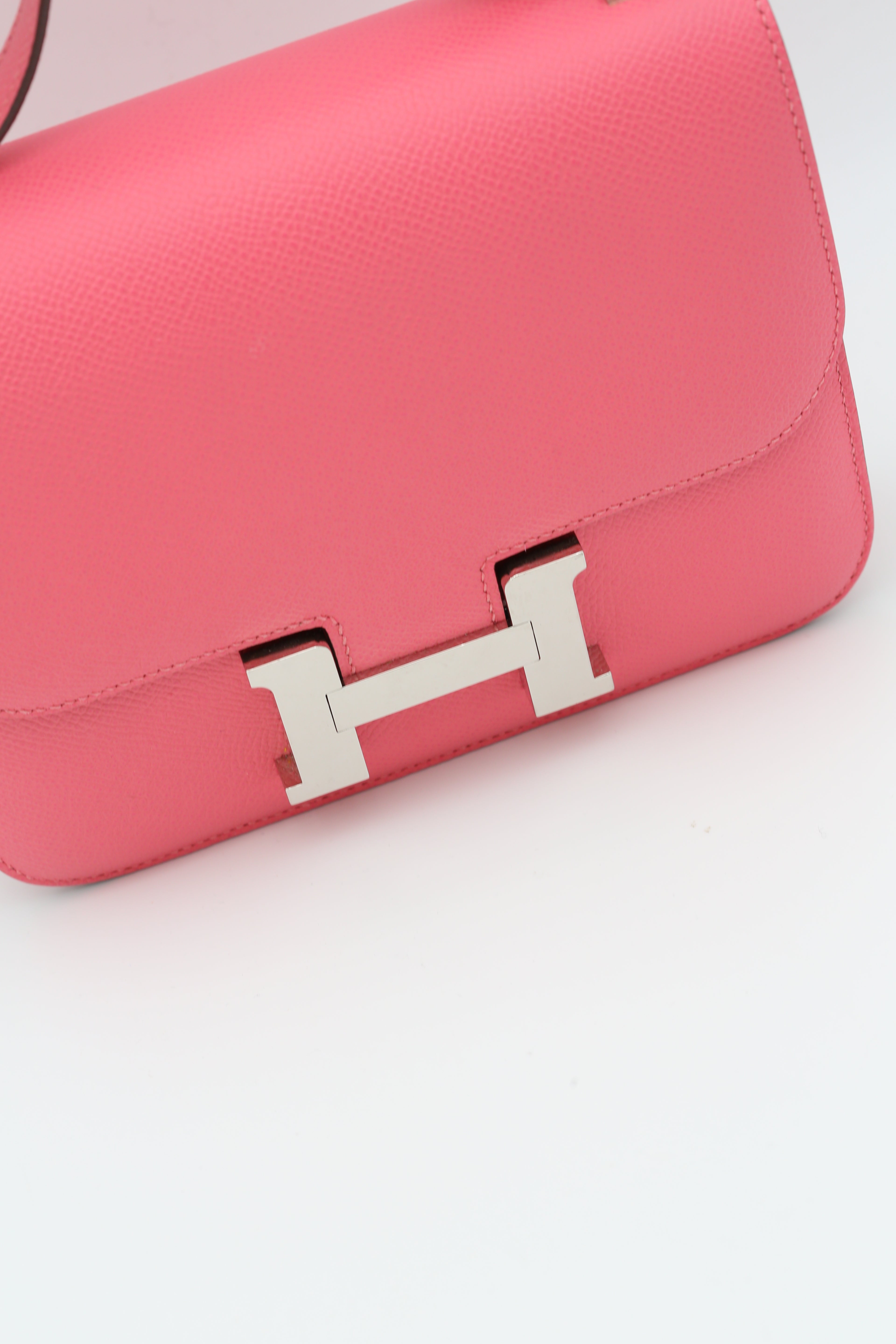 HERMÈS CONSTANCE19 ROSE AZALEE EPSOM SILVER HARDWARE W STAMP