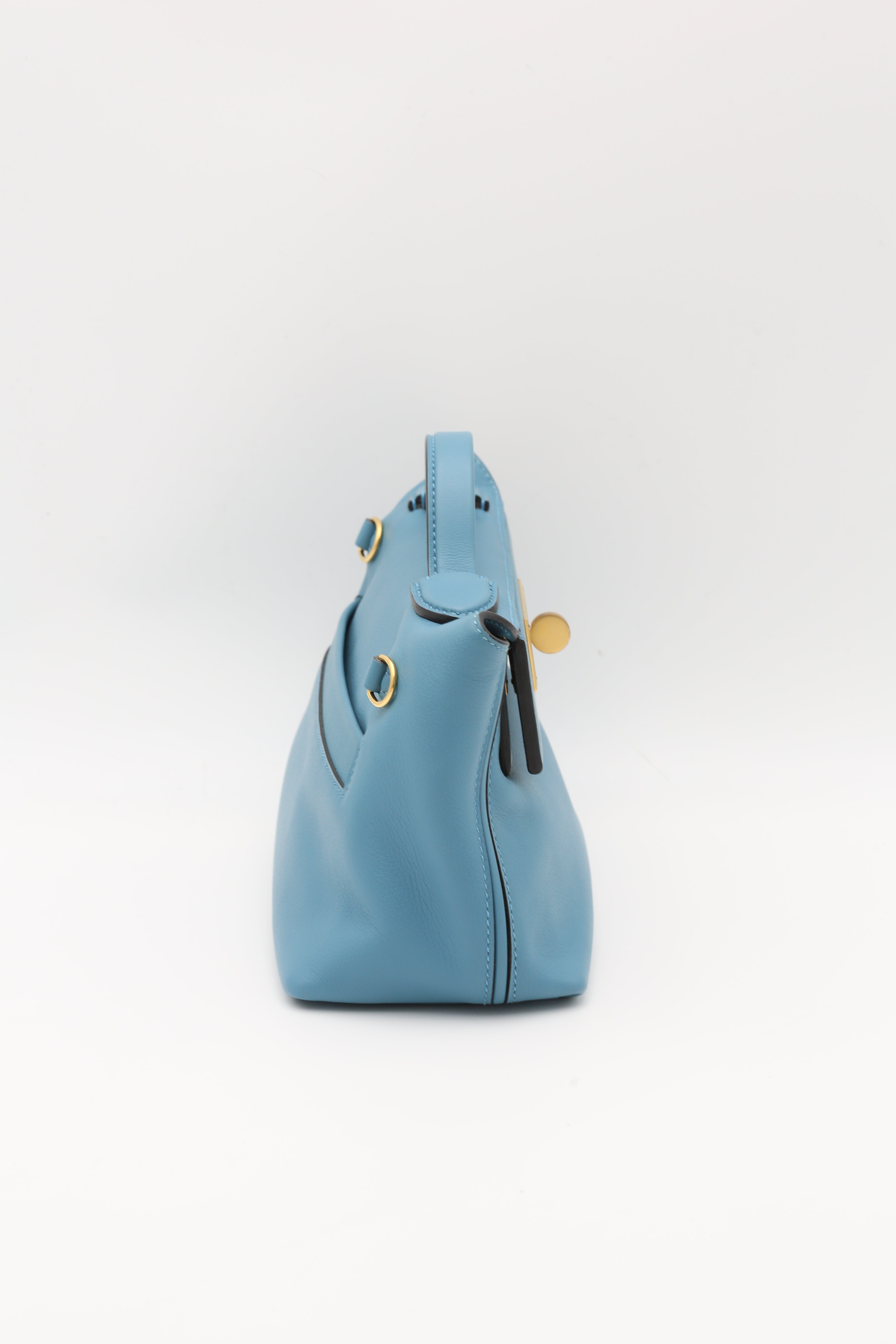 HERMÈS MINI2424 BLUE JEANS EVERCOLOR GOLD HARDWARE B STAMP
