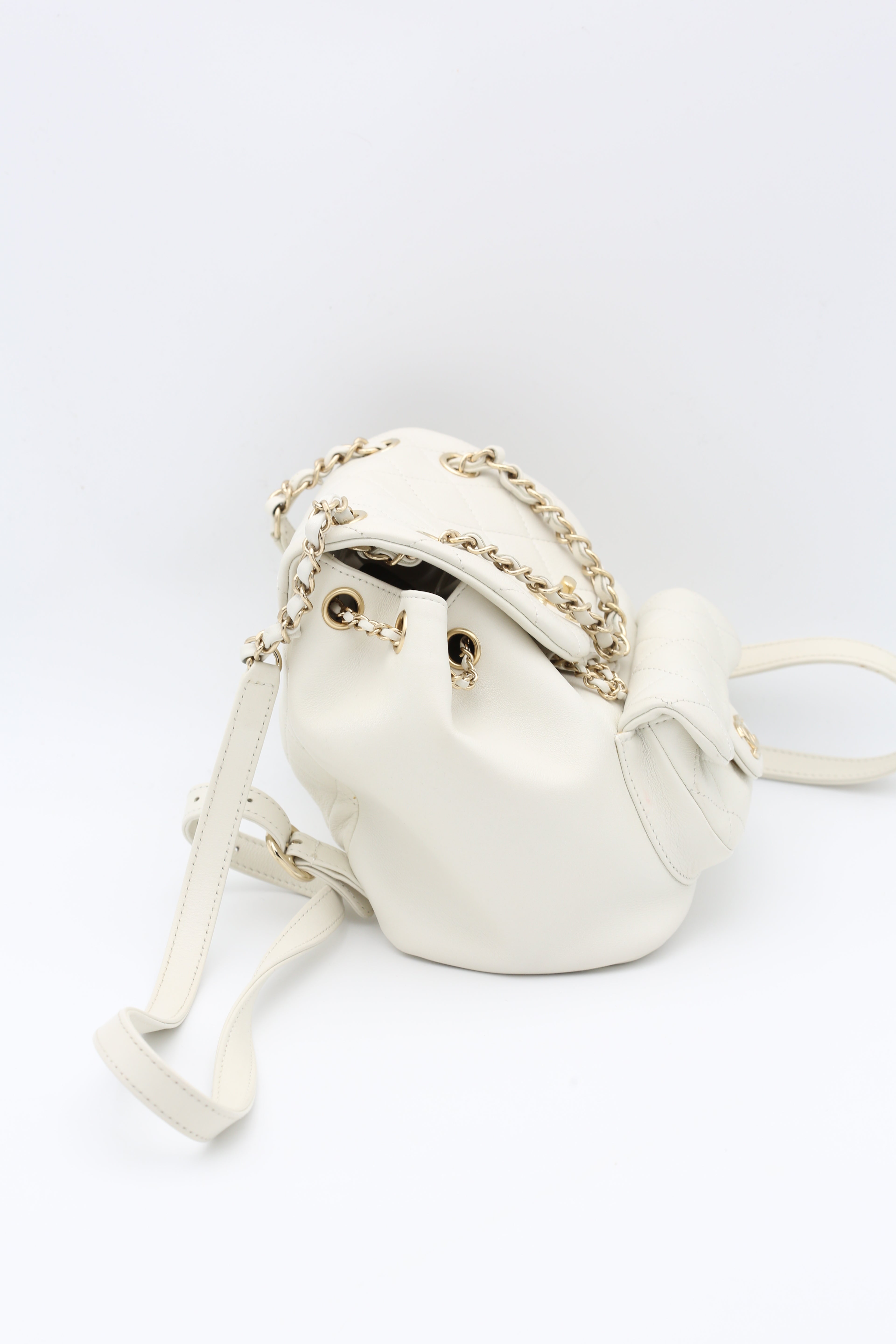 CHANEL DUMA BAG WHITE GOLD HARDWARE