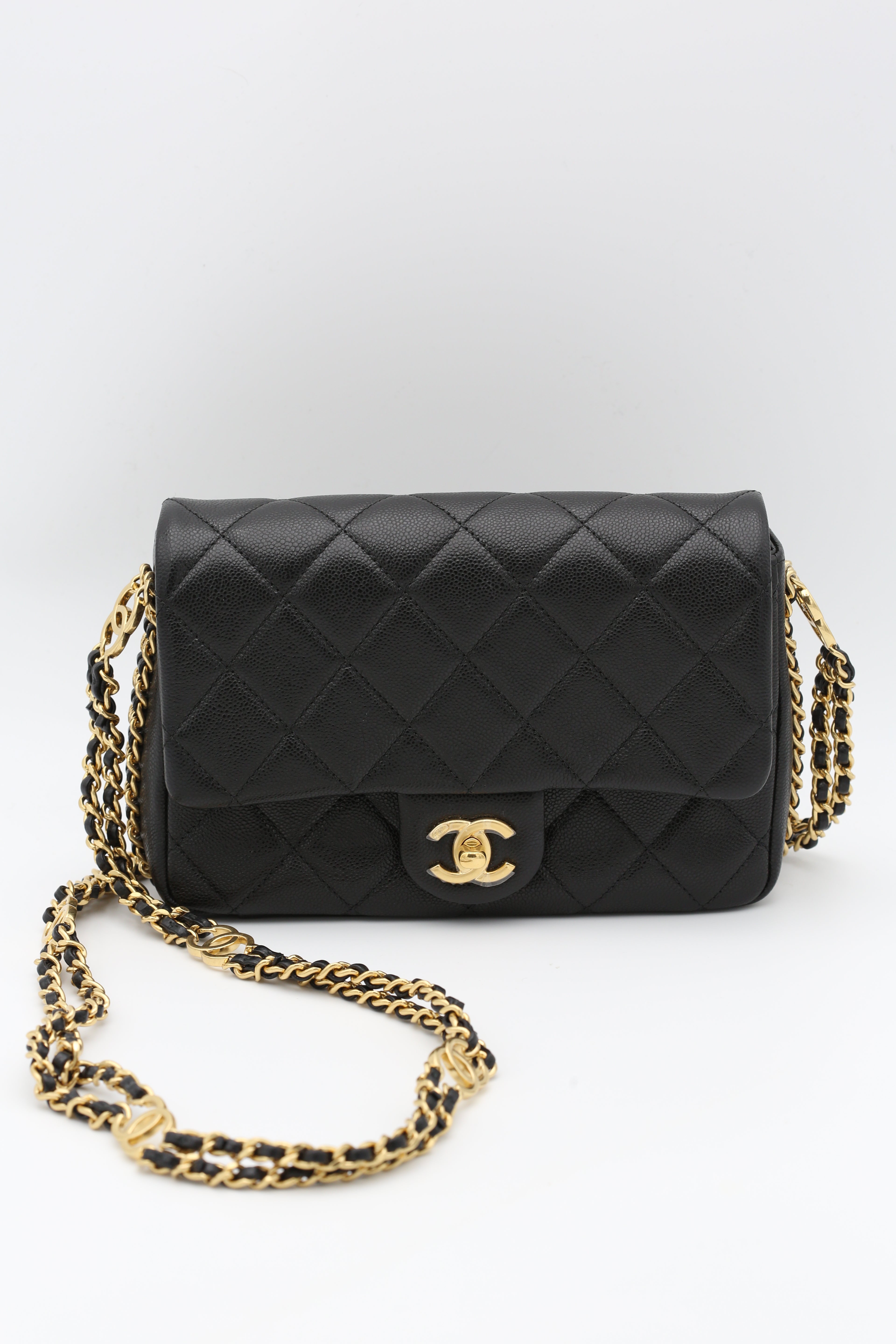 CHANEL CC LINK CHAIN FLAP BAG BLACK GOLD HARDWARE