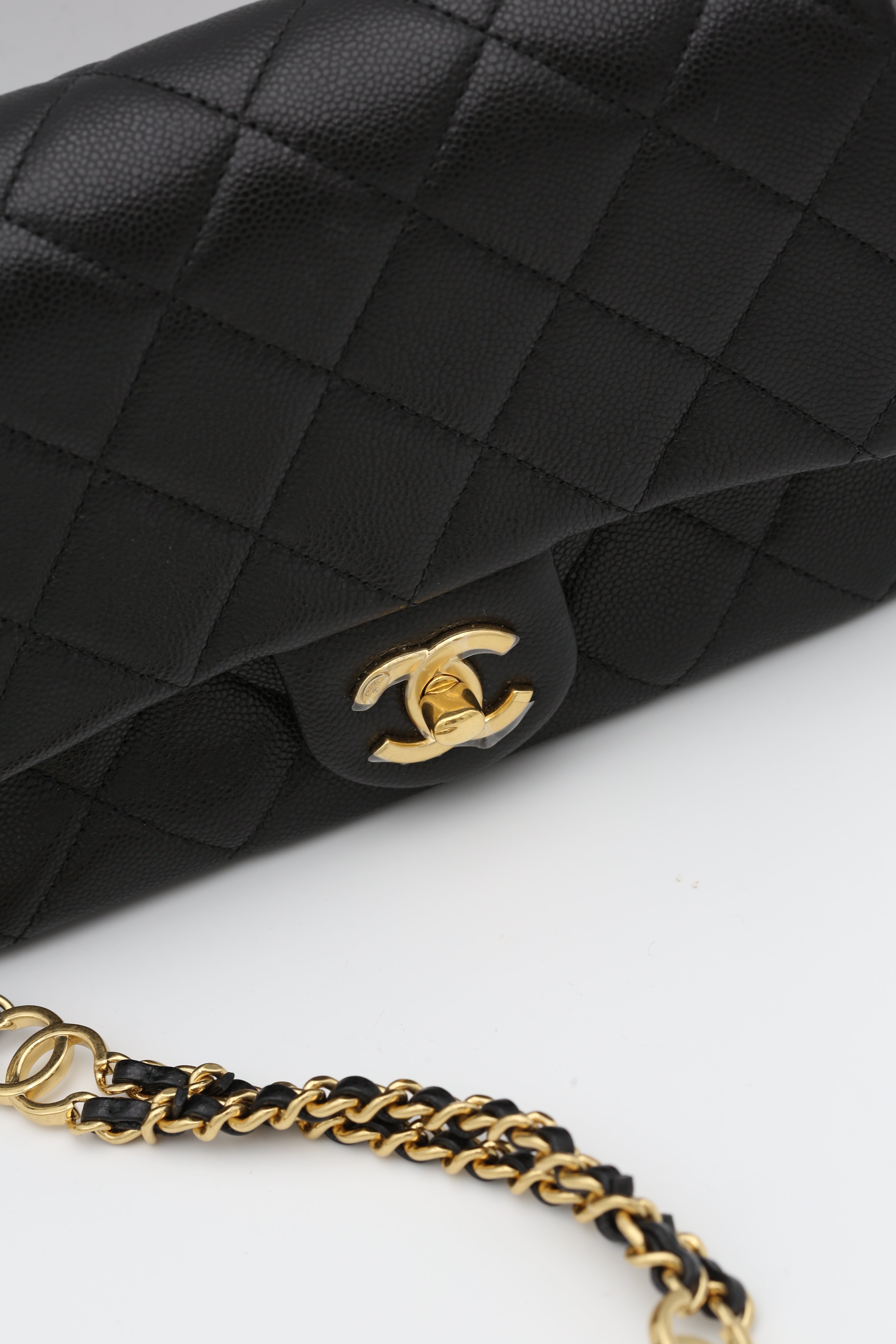 CHANEL CC LINK CHAIN FLAP BAG BLACK GOLD HARDWARE