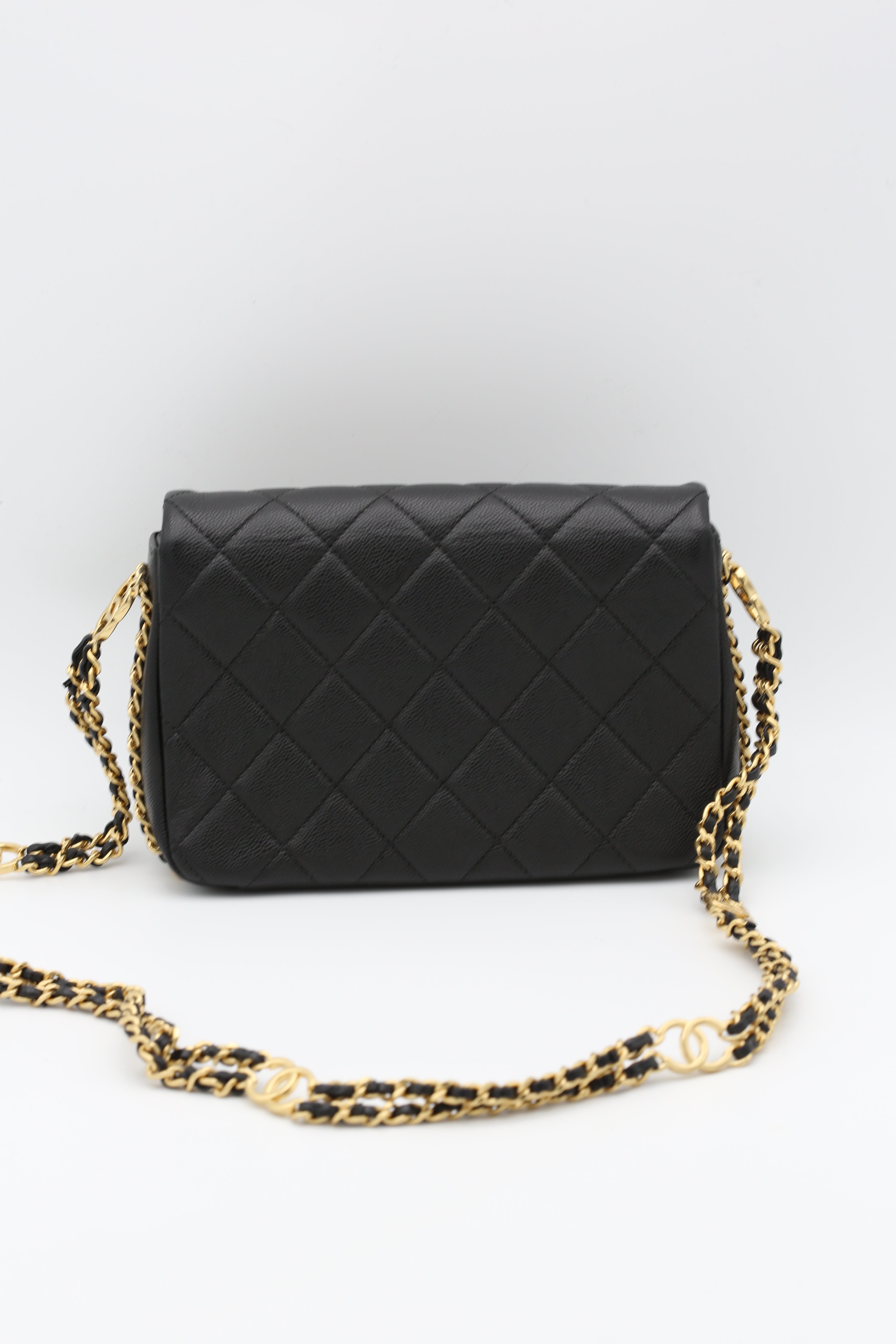 CHANEL CC LINK CHAIN FLAP BAG BLACK GOLD HARDWARE