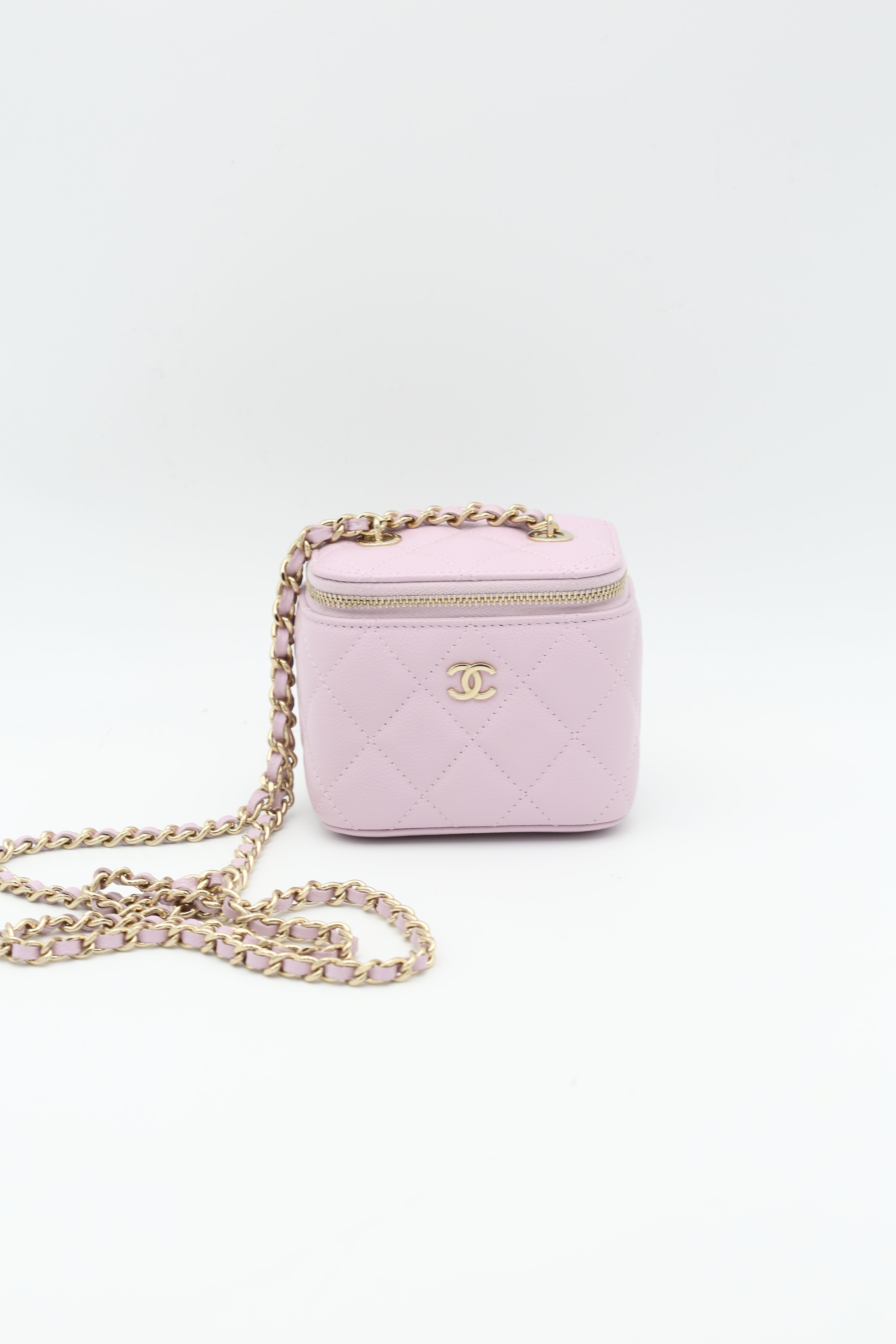 CHANEL BOX CLUTCH ON CHAIN PURPLE