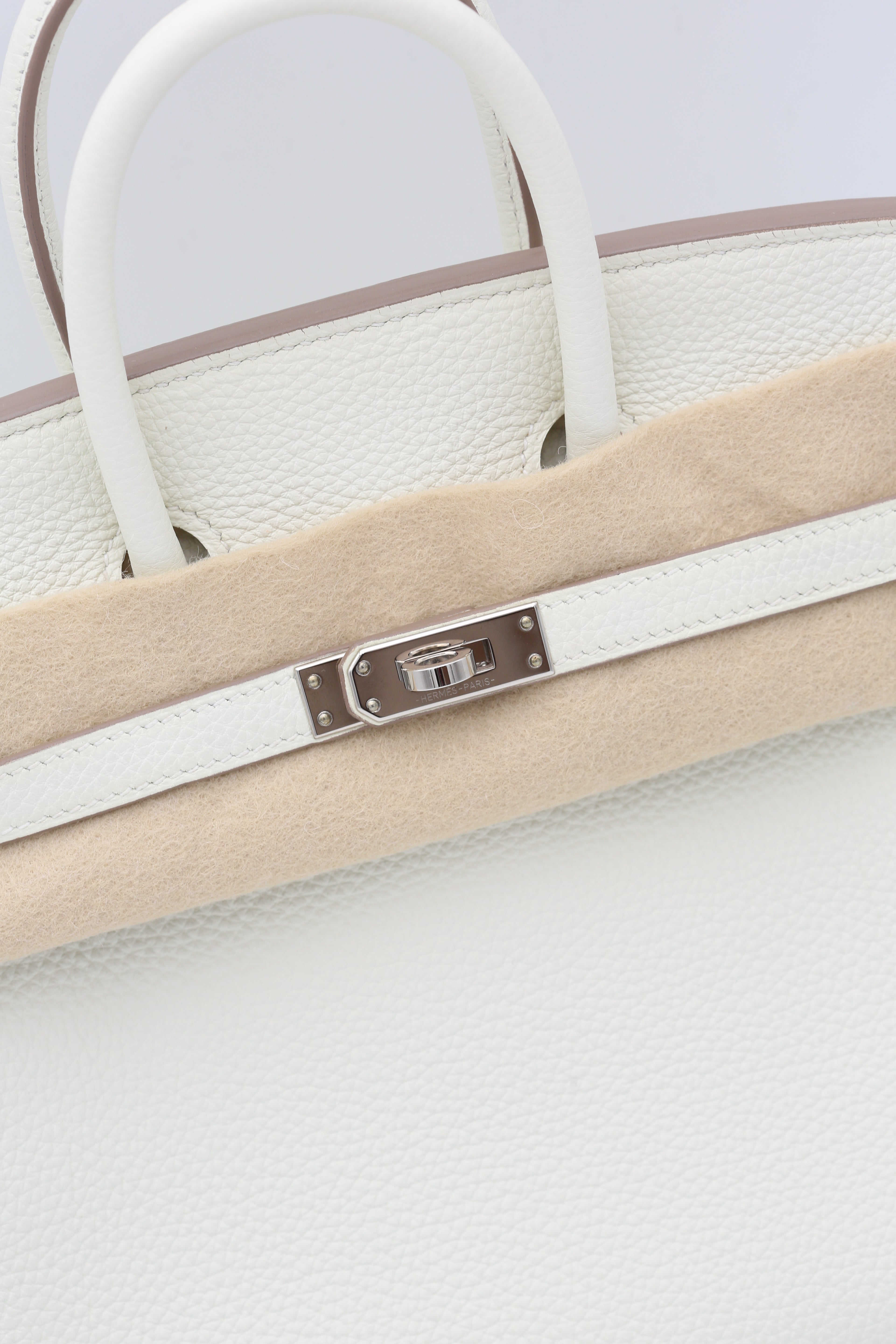 HERMÈS BIRKIN25 MUSHROOM 0T TOGO SILVER HARDWARE B STAMP
