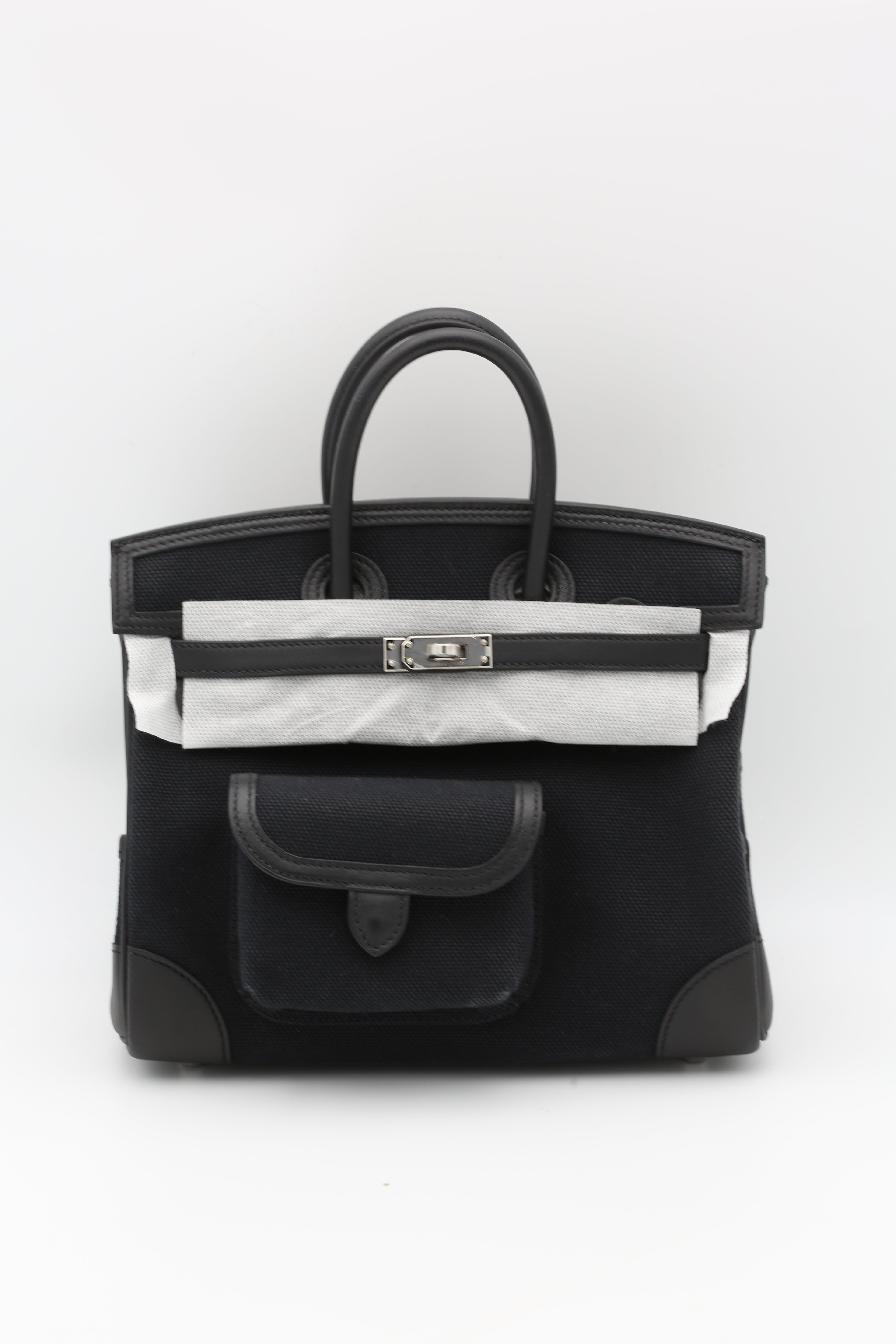 HERMÈS BIRKIN25 BLACK CARGO SILVER HARDWARE U STAMP