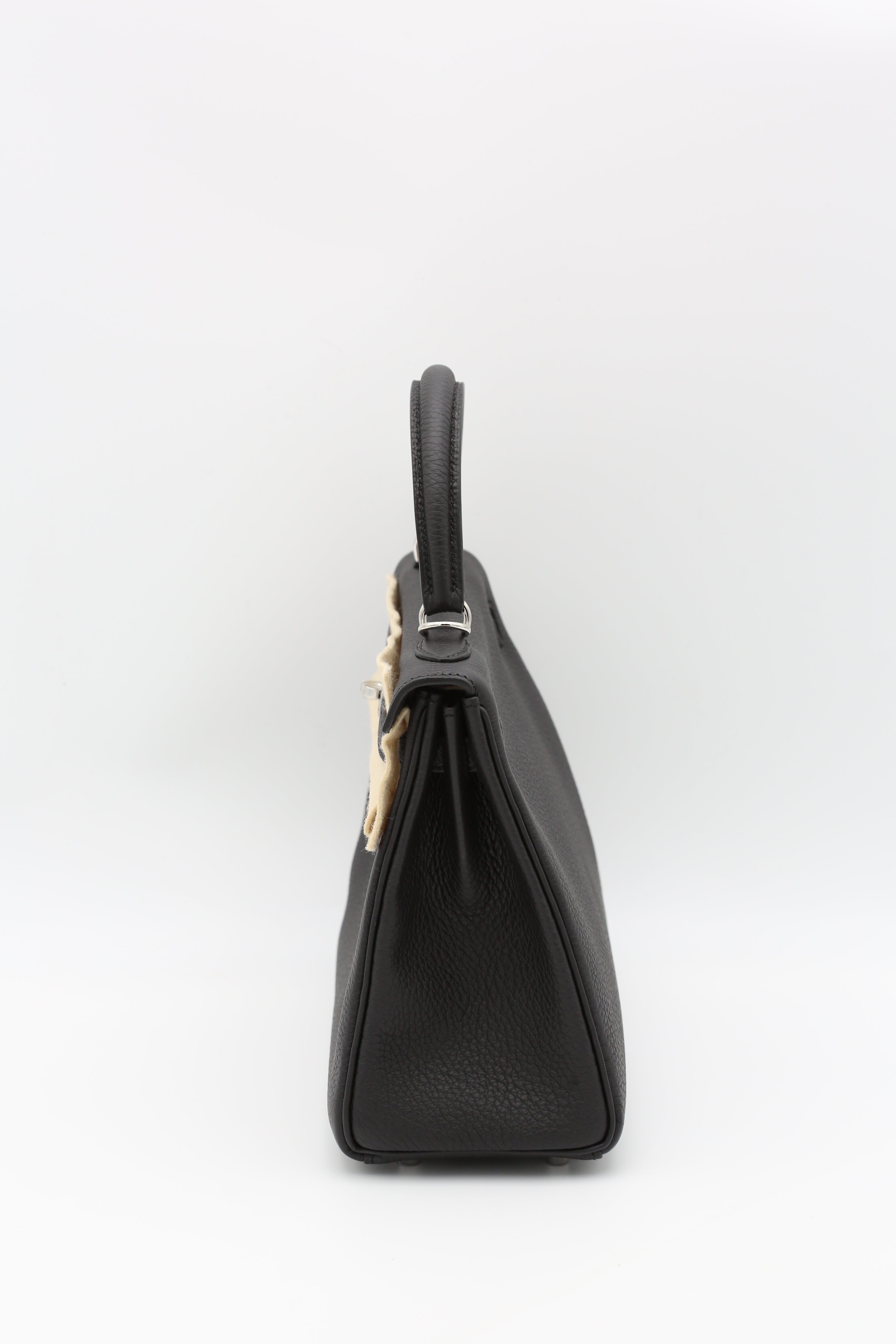 HERMÈS KELLY25 BLACK TOGO SILVER HARDWARE G STAMP