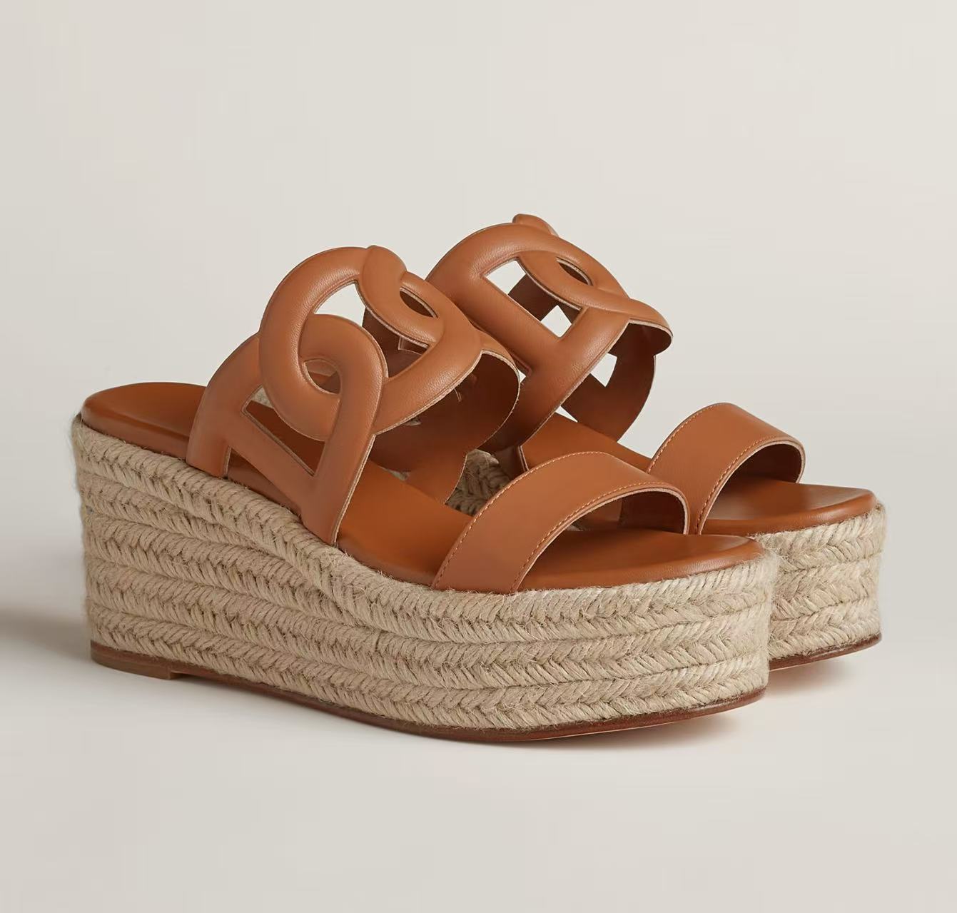 HERMÈS SANDAL ITHEA 30 ESPADRILLE NATUREL SIZE 37