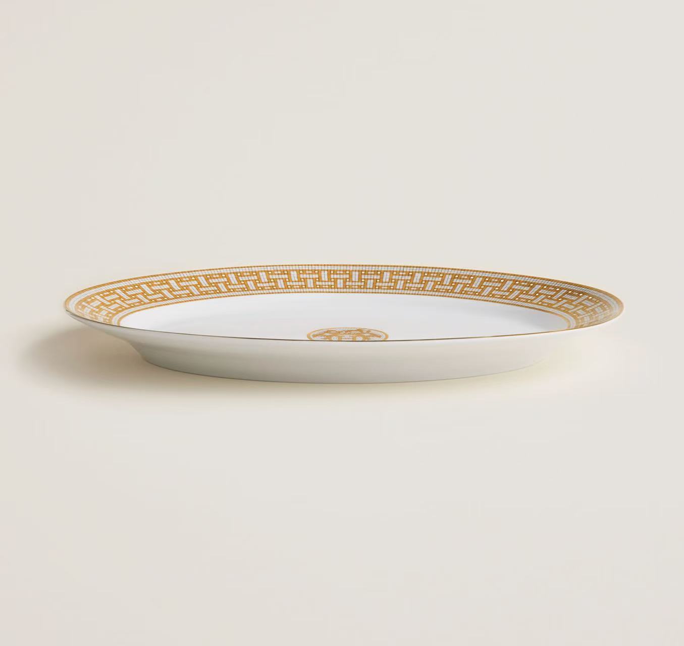 HERMÈS MOSAIQUE AU 24 GOLD OVAL PLATTER LARGE MODEL