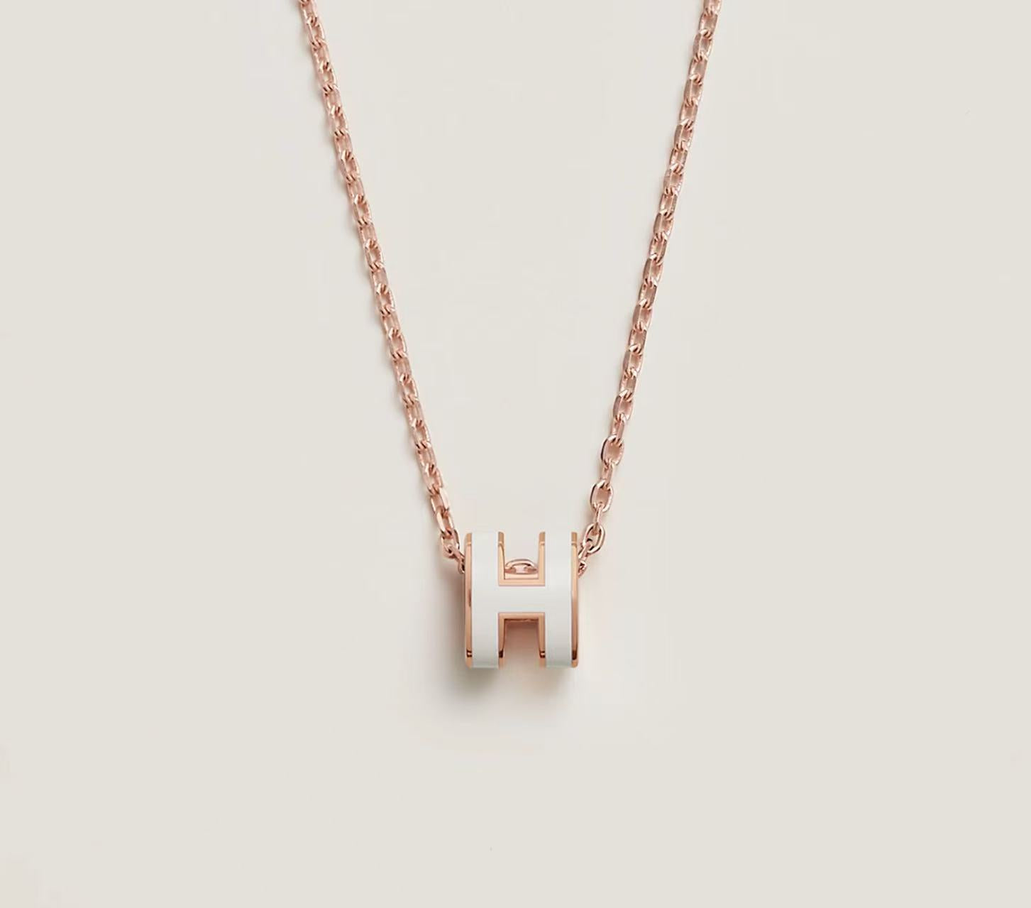 HERMÈS H POP NECKLACE WHITE ROSE GOLD