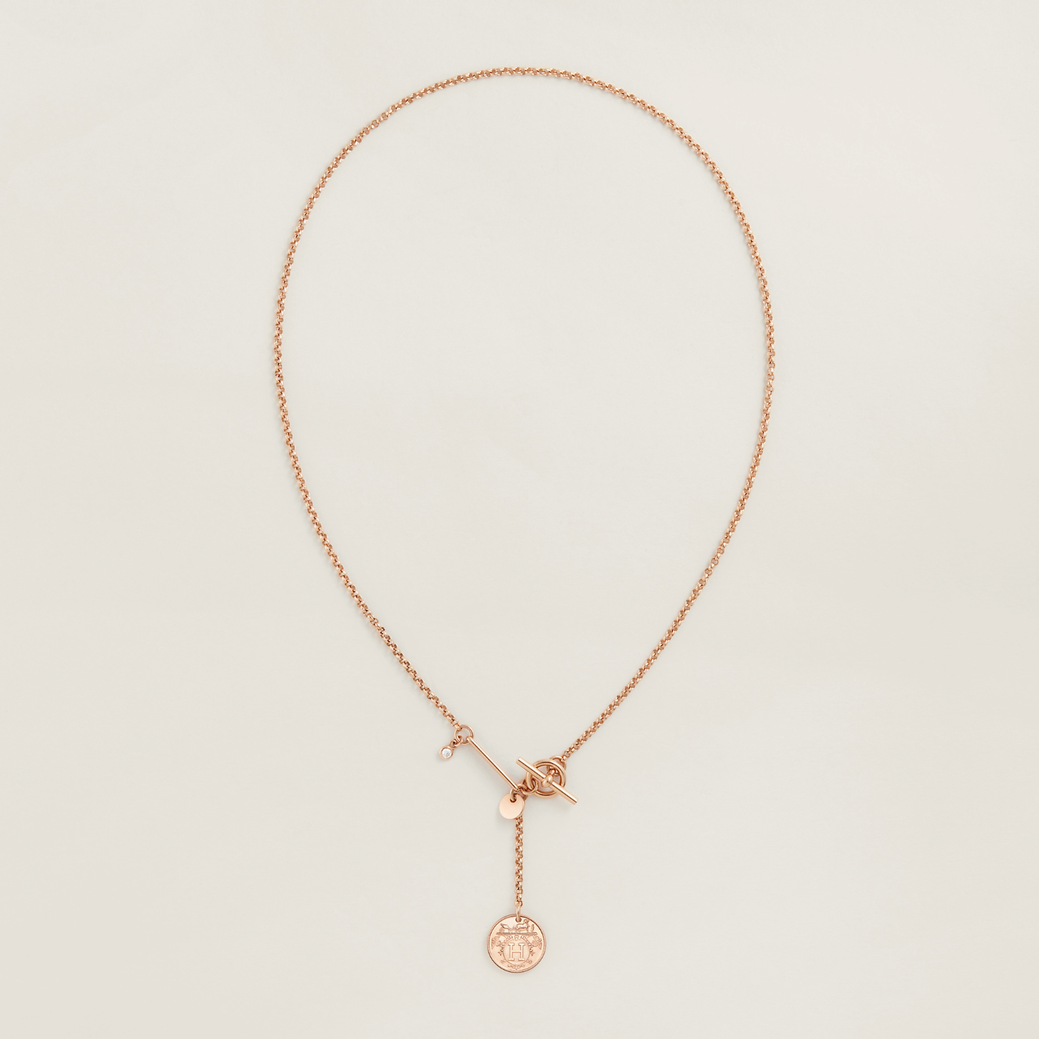 HERMÈS EX-LIBRIS PENDANT NECKLACE SMALL MODEL ROSE GOLD