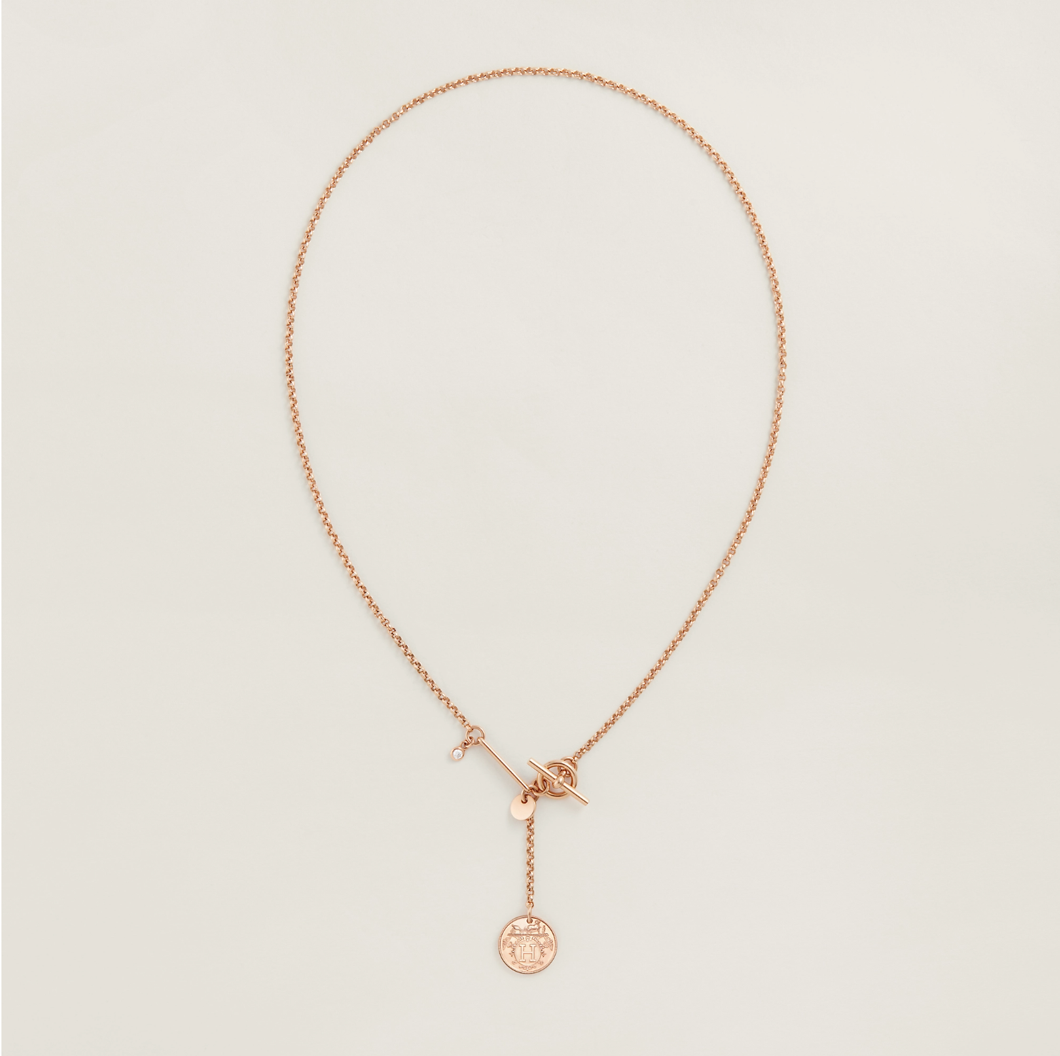 HERMÈS EX-LIBRIS PENDANT NECKLACE SMALL MODEL ROSE GOLD