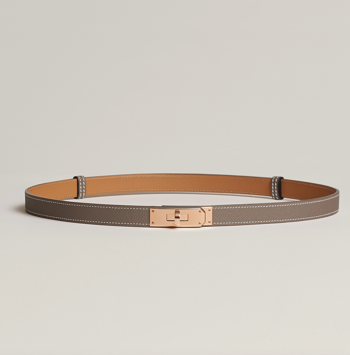 HERMÈS KELLY 18 BELT ETOUPE ROSE GOLD HARDWARE