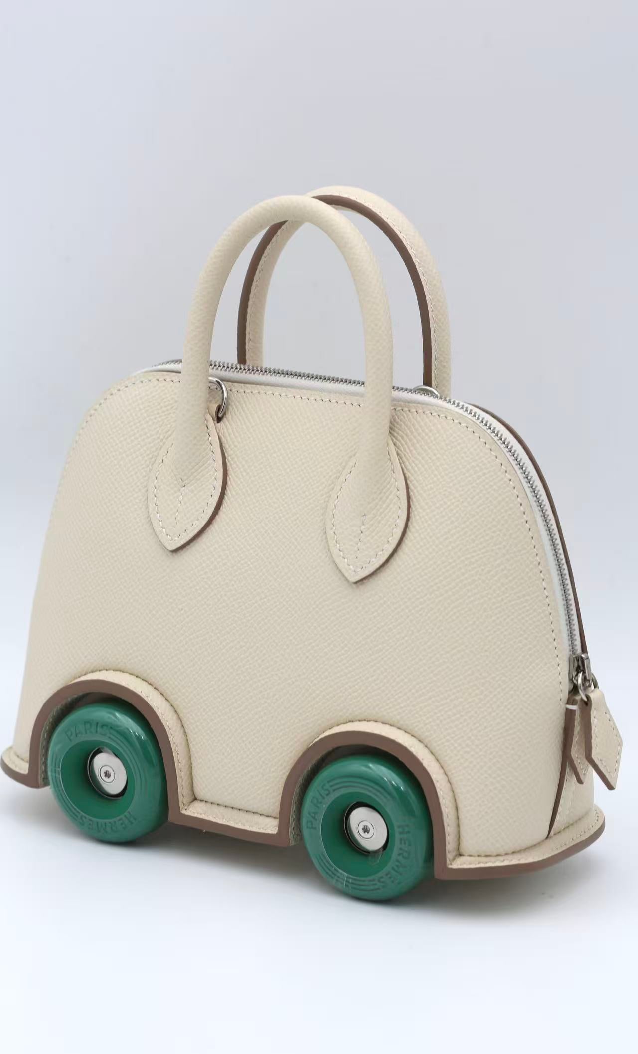 HERMÈS BOLIDE ON WHEELS NATA EPSOM DARK GREEN WHEELS W STAMP