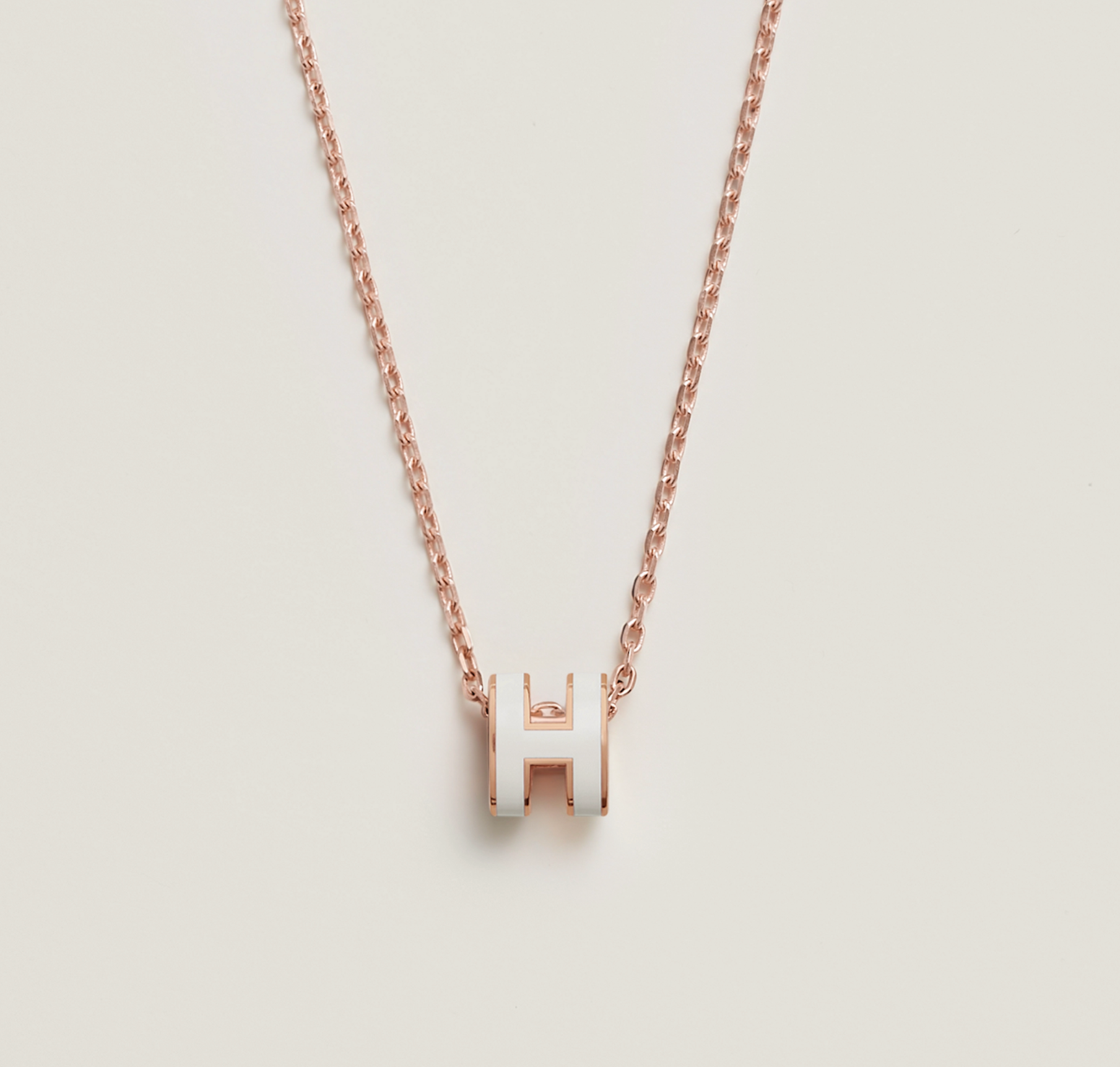 HERMÈS MINI POP H PENDANT BLANC ROSE GOLD