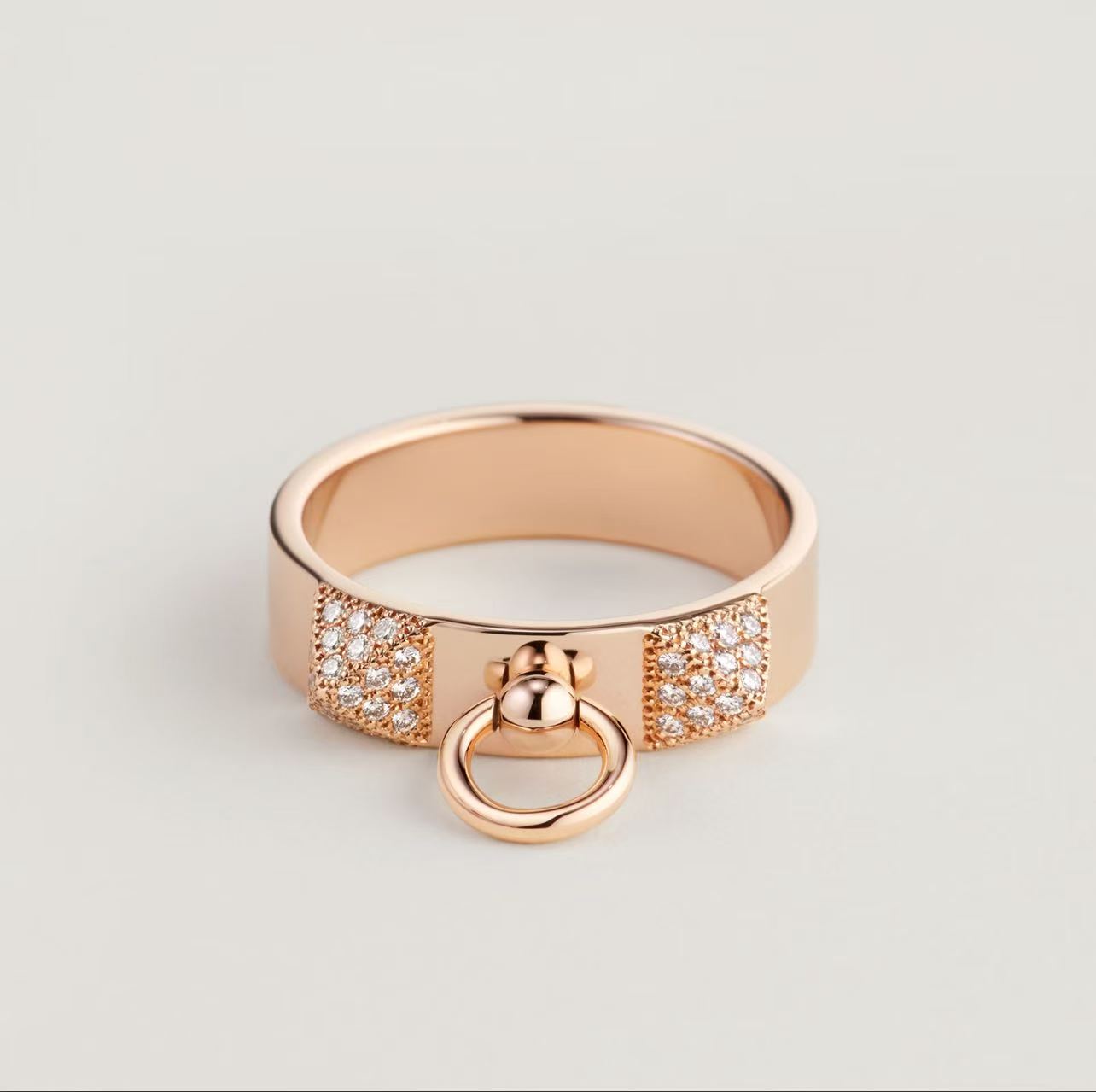 HERMÈS COLLIER DE CHIEN RING ROSE GOLD WITH DIAMONDS SIZE 50