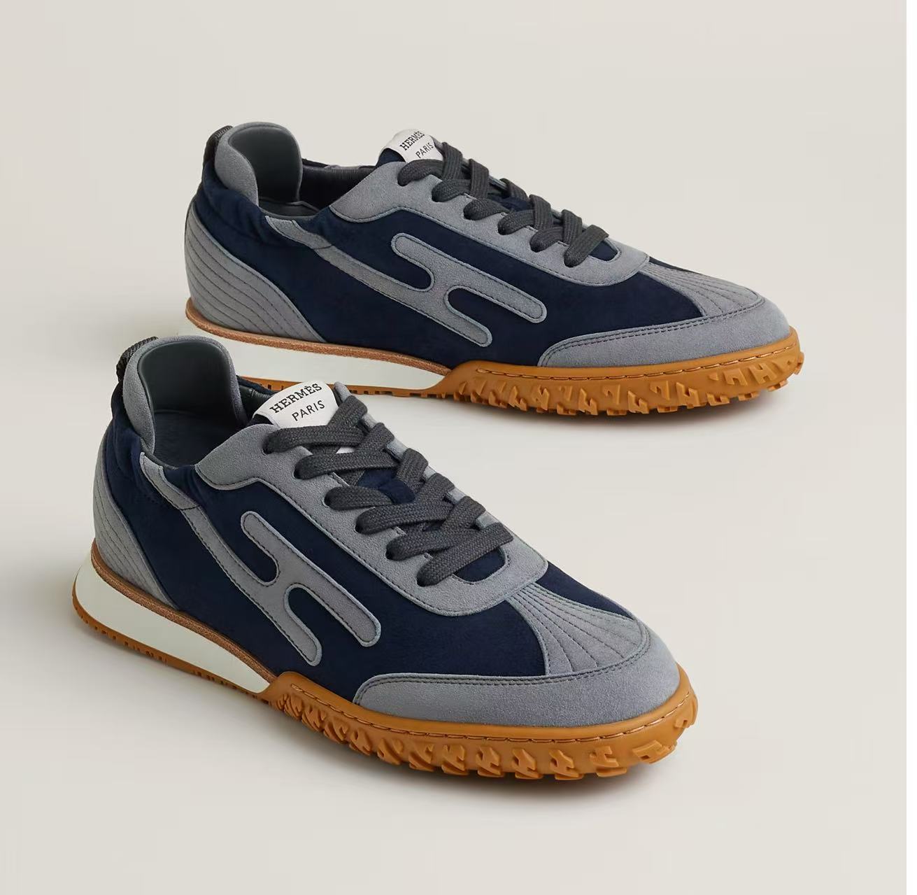 HERMÈS JET SNEAKER MARINE/ GRIS ORAGE SIZE 37