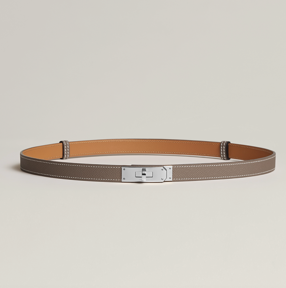 HERMÈS KELLY 18 BELT ETOUPE SILVER HARDWARE