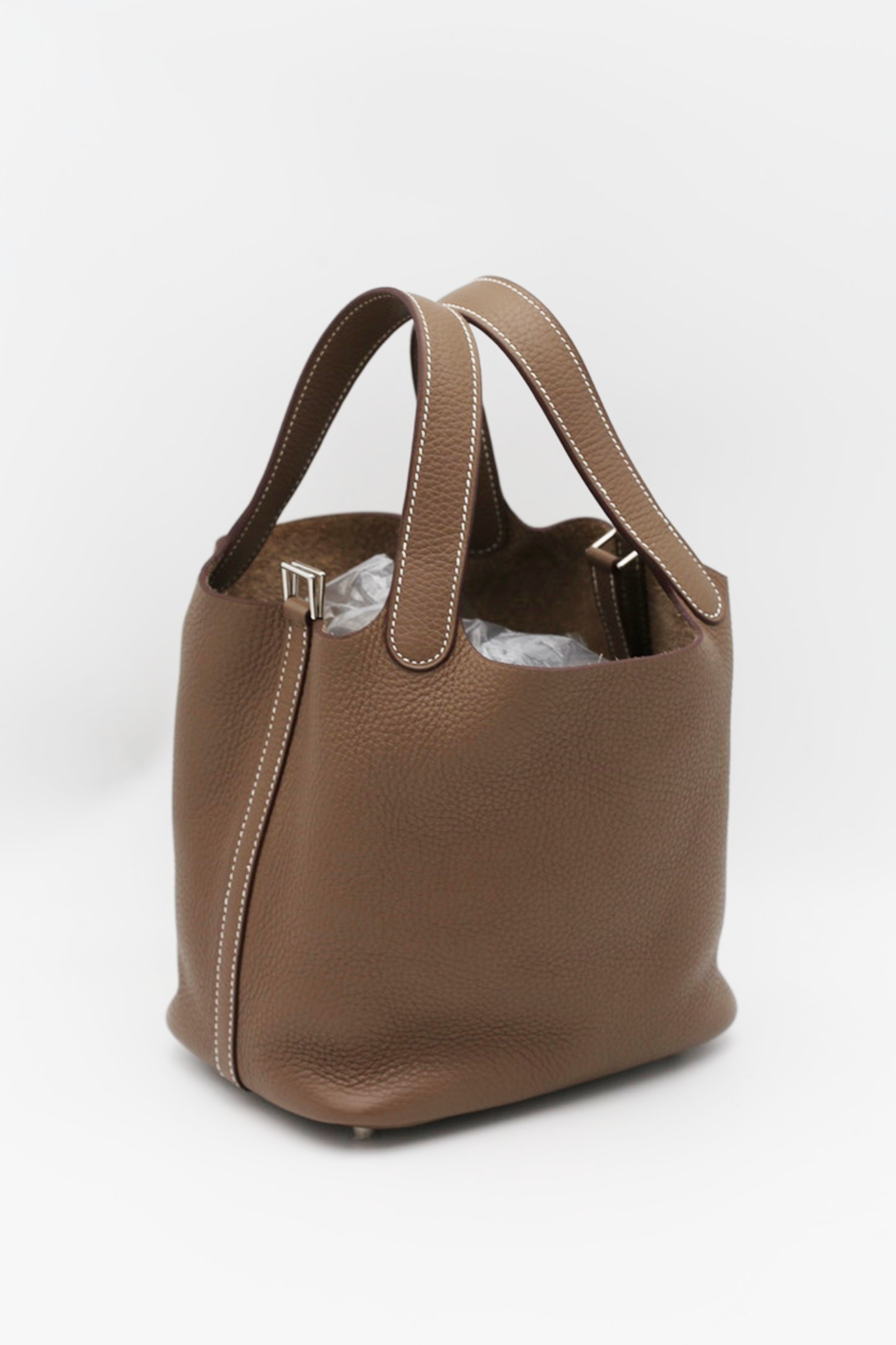 HERMÈS PICOTIN18 ETOUPE TOGO SILVER A STAMP