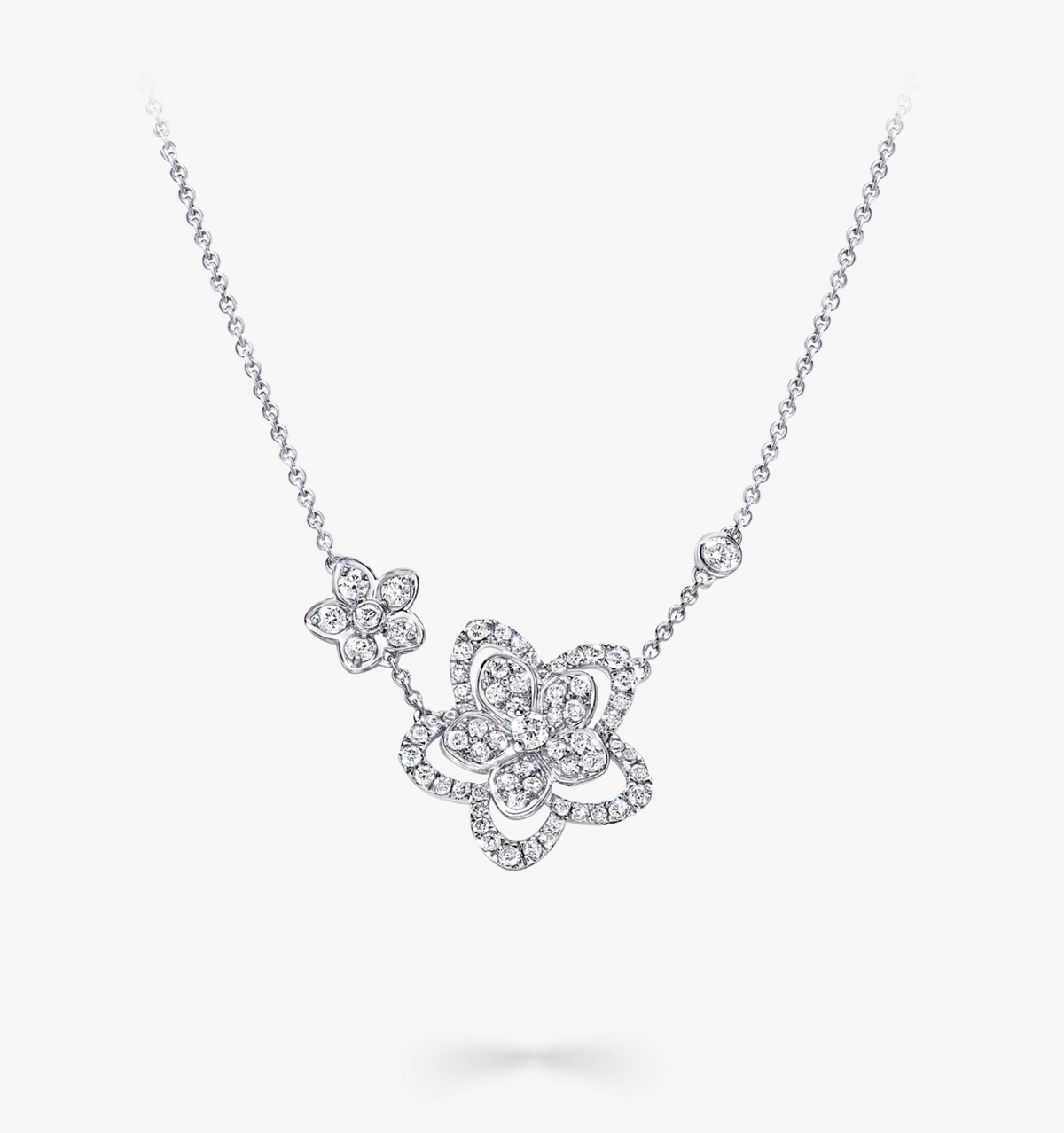 GRAFF WILD FLOWER DOUBLE DIAMOND PENDANT WHITE GOLD