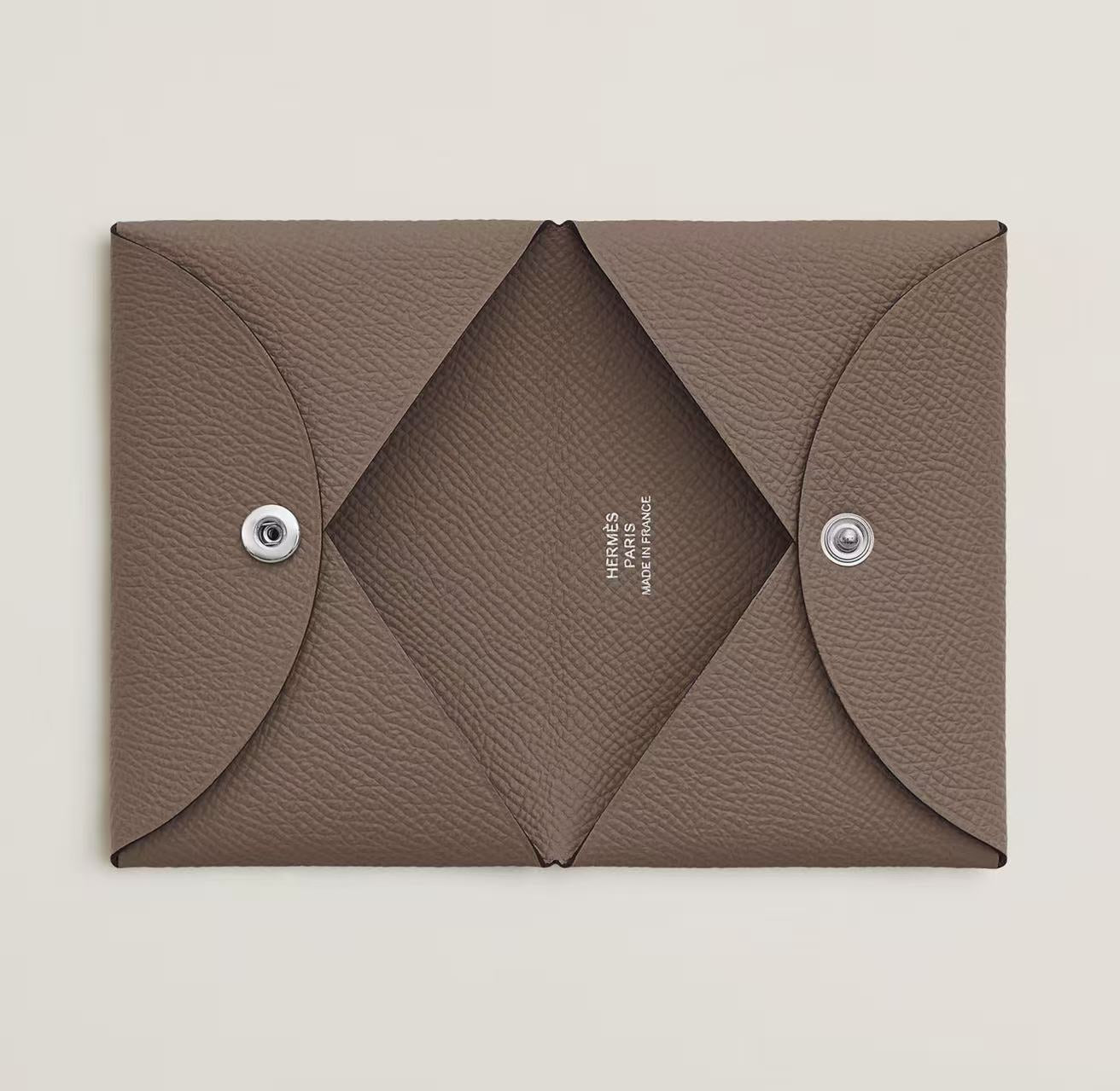 HERMÈS CALVI CARD HOLDER ETOUPE EPSOM