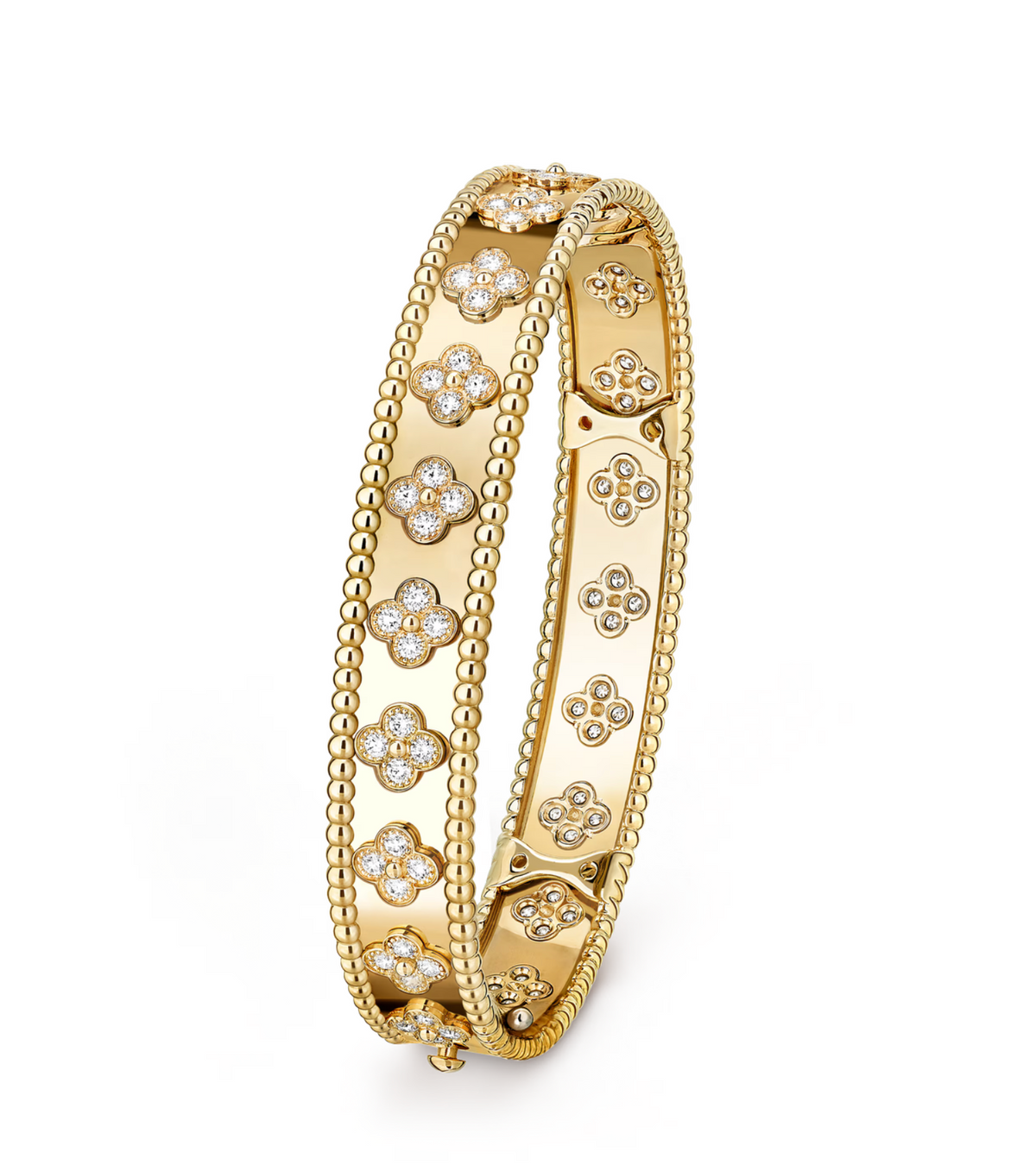 VAN CLEEF & ARPELS PERLEE CLOVERS BRACELET YELLOW GOLD WITH DIAMONDS 2018