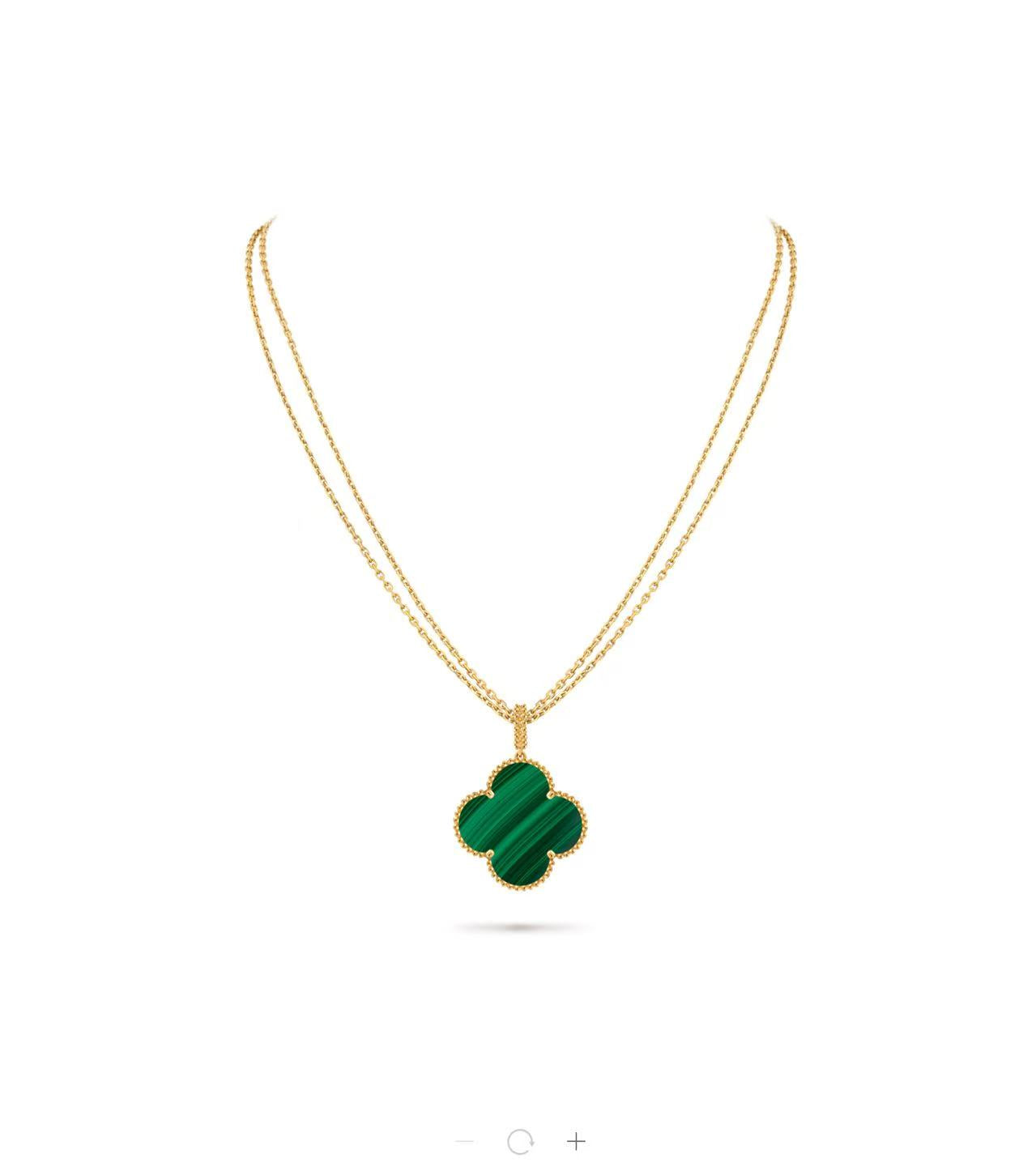 VAN CLEEF & ARPELS MAGIC ALHAMBRA LONG NECKLACE 1 MOTIF 18K YELLOW GOLD MALACHITE
