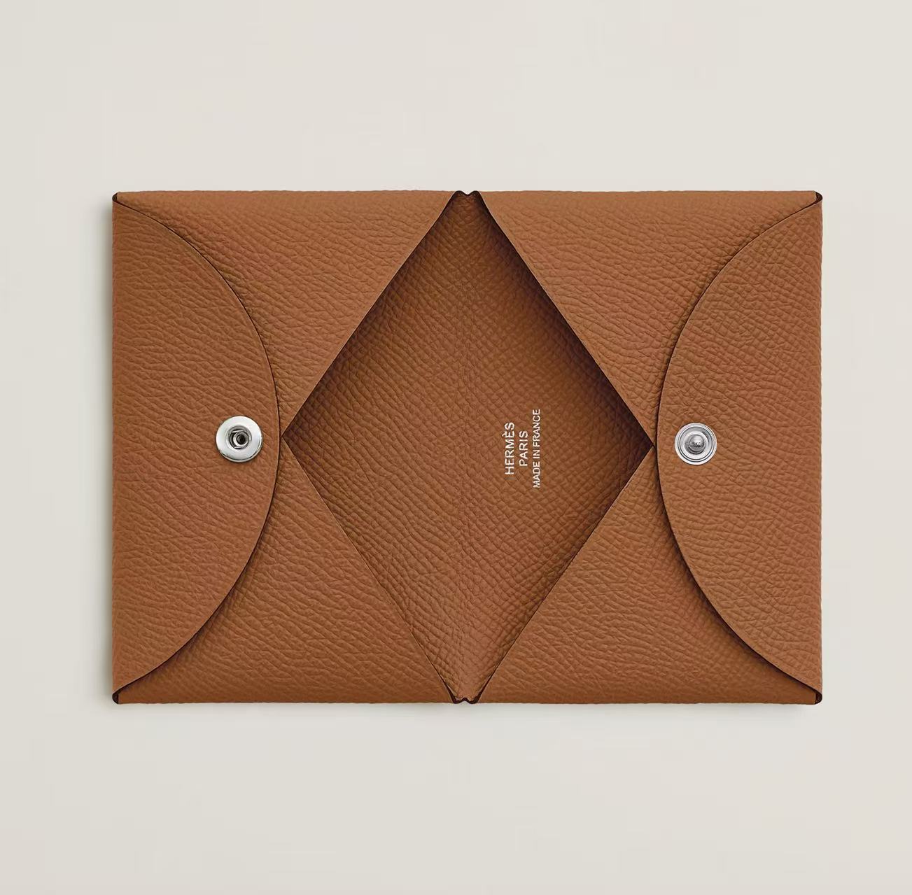 HERMÈS CALVI CARD HOLDER GOLD EPSOM