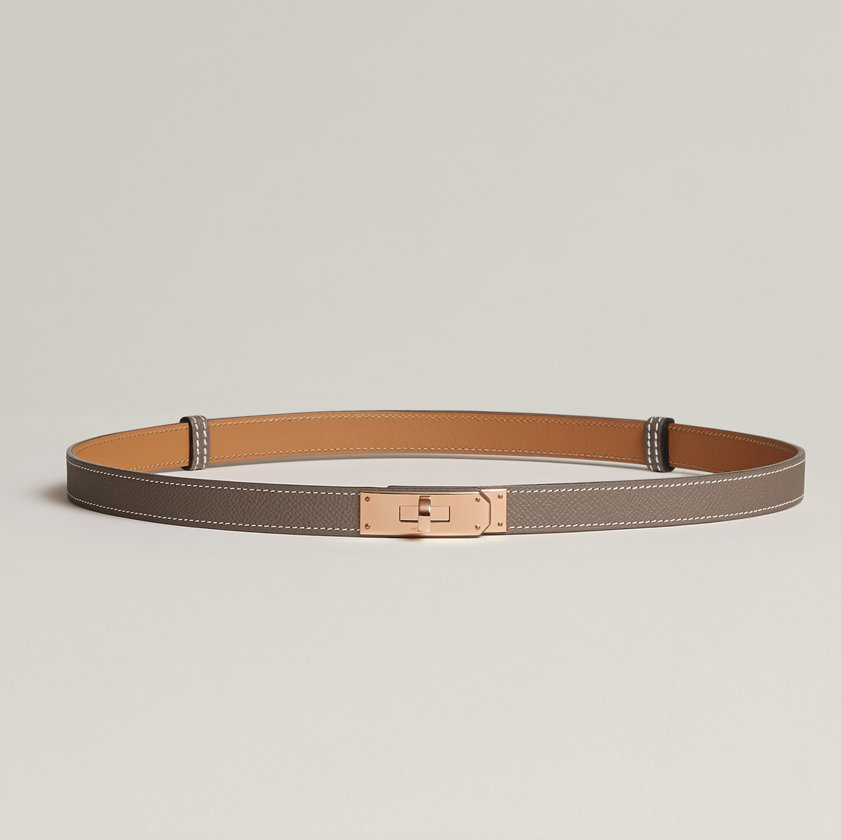 HERMÈS KELLY 18 BELT ETOUPE ROSE GOLD HARDWARE