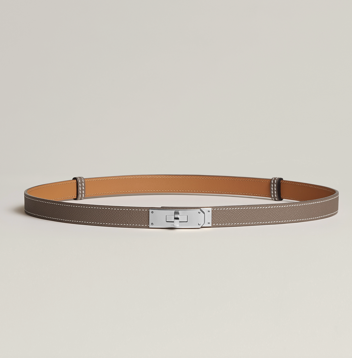 HERMÈS KELLY 18 BELT ETOUPE SILVER HARDWARE
