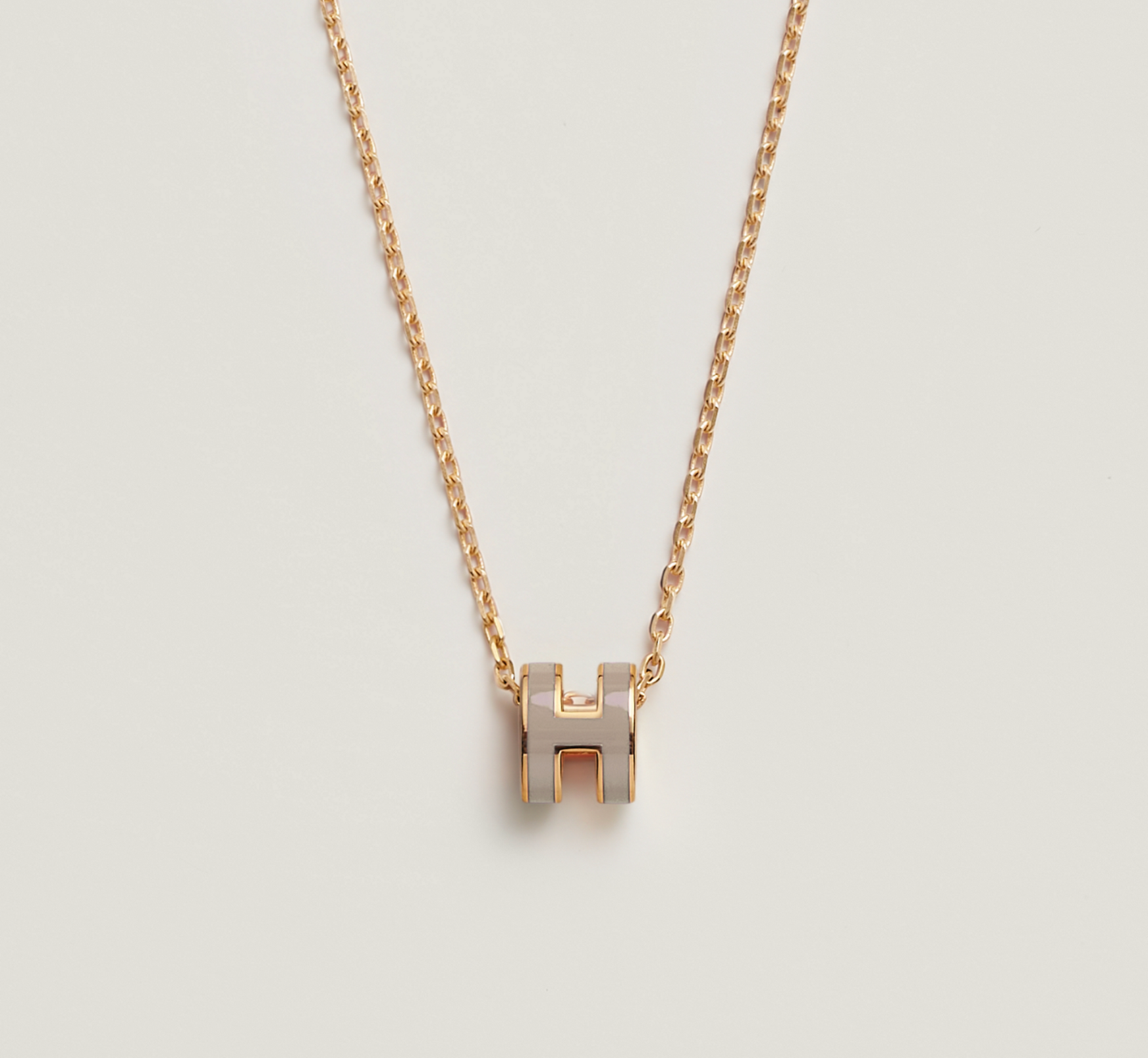 HERMÈS MINI POP H PENDANT YELLOW GOLD MARRON GLACE