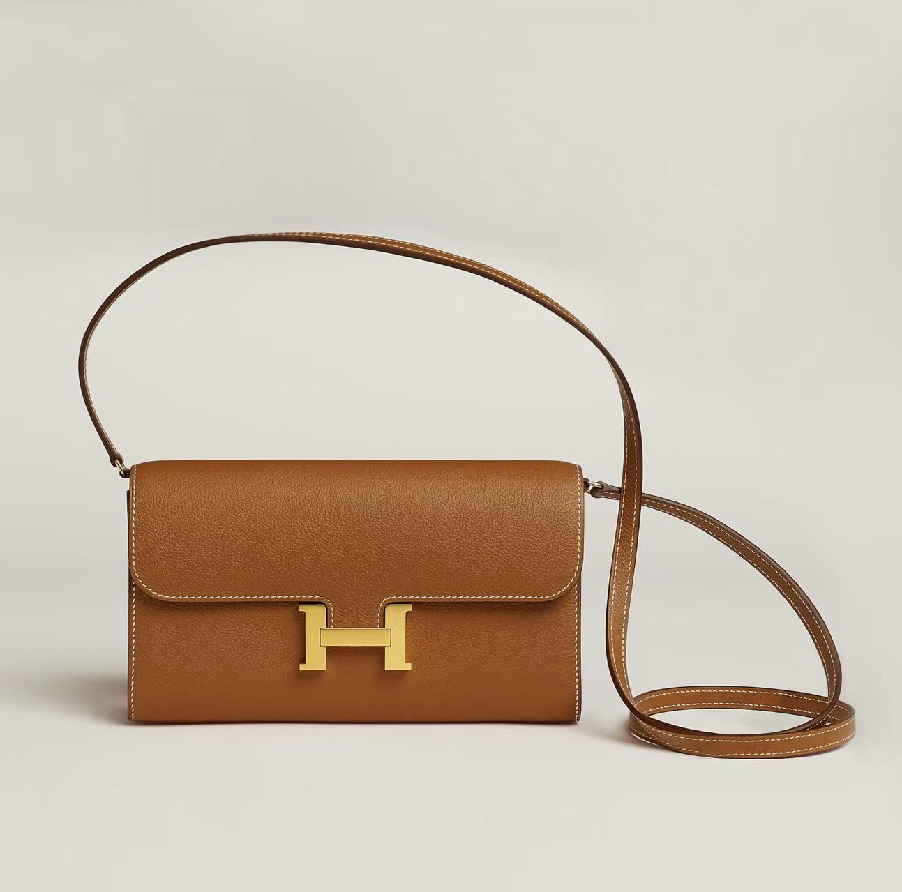 HERMÈS CONSTANCE TO GO WALLET GOLD EVERCOLOR CALFSKIN GOLD HARDWARE