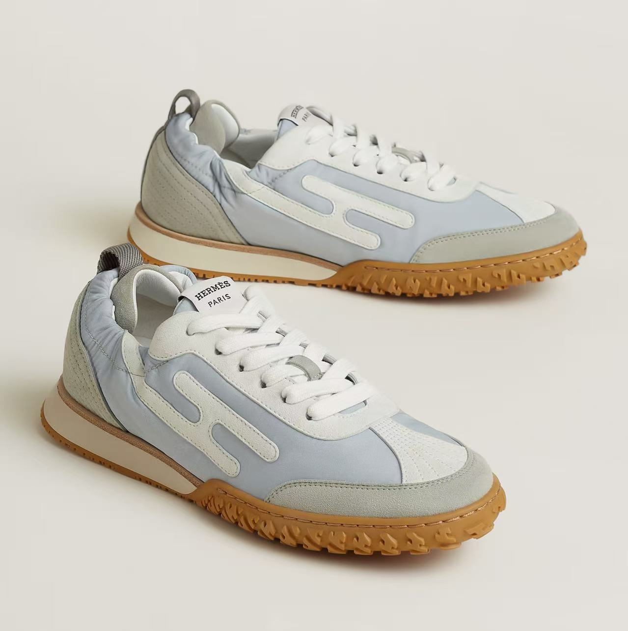HERMÈS JET SNEAKER GRIS ARCTIQUE/ BLANC SIZE 38