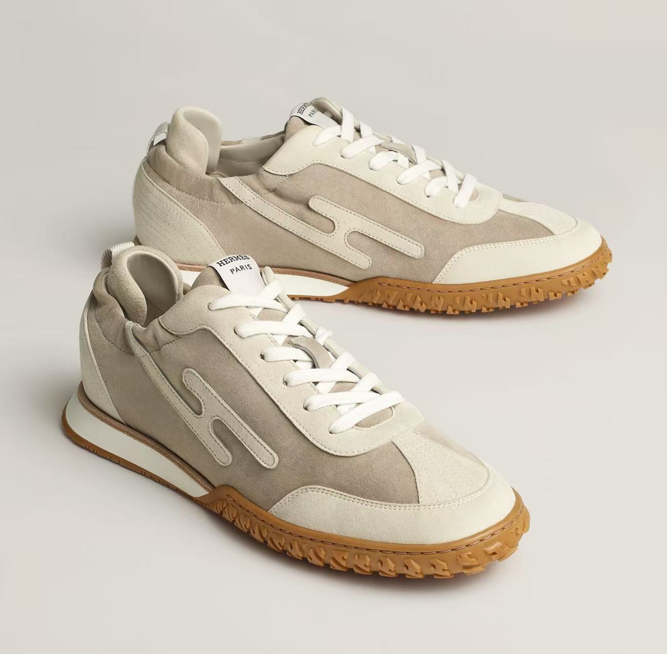 HERMÈS JET SNEAKER BEIGE ESQUISSE/ GLAISE SIZE 44