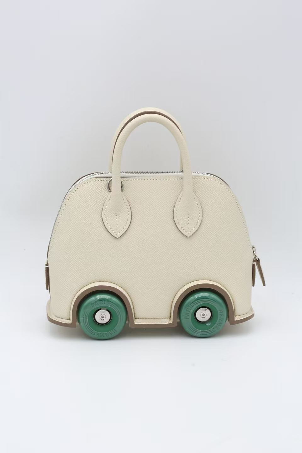 HERMÈS BOLIDE ON WHEELS NATA EPSOM DARK GREEN WHEELS W STAMP