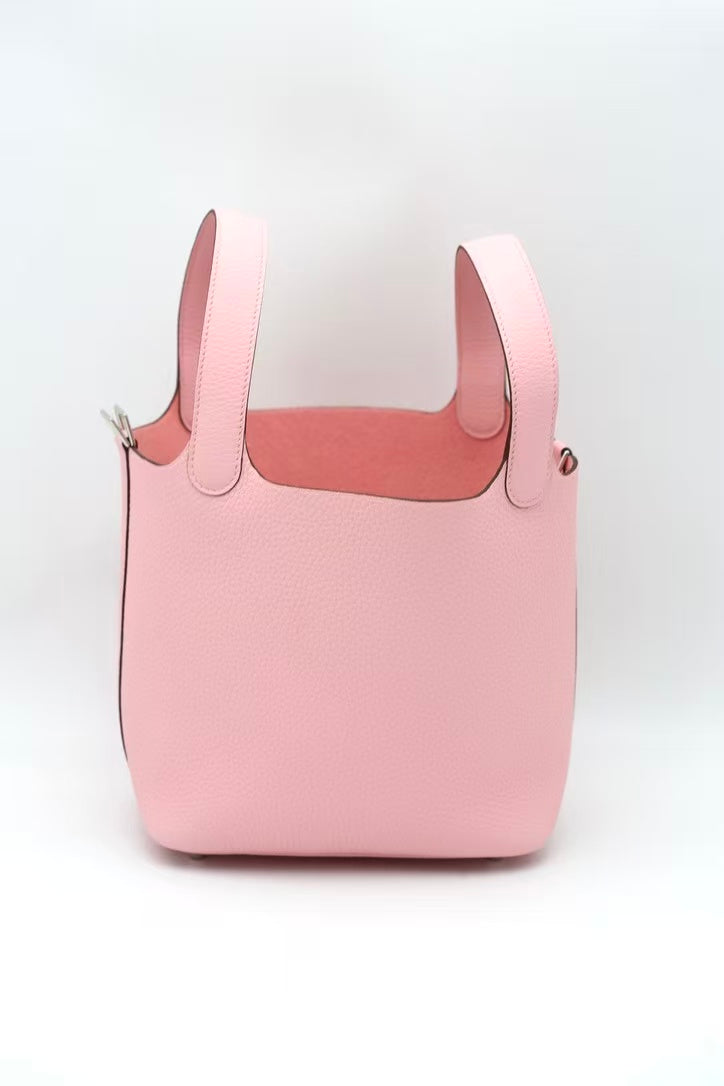 HERMÈS PICOTIN18 ROSE SAKURA SILVER HARDWARE G STAMP