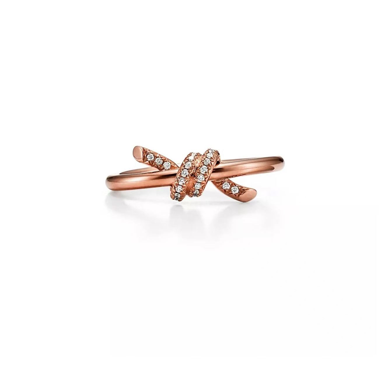 TIFFANY & CO TIFFANY KNOT RING IN ROSE GOLD WITH DIAMONDS