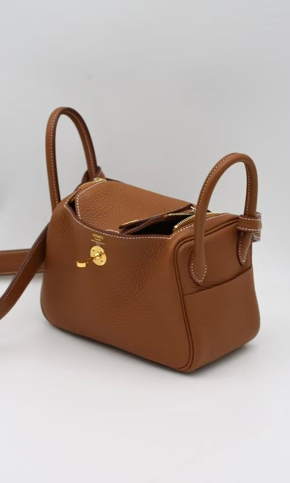 HERMÈS MINI LINDY GOLD CLEMENCE BULL CALFSK K STAMP