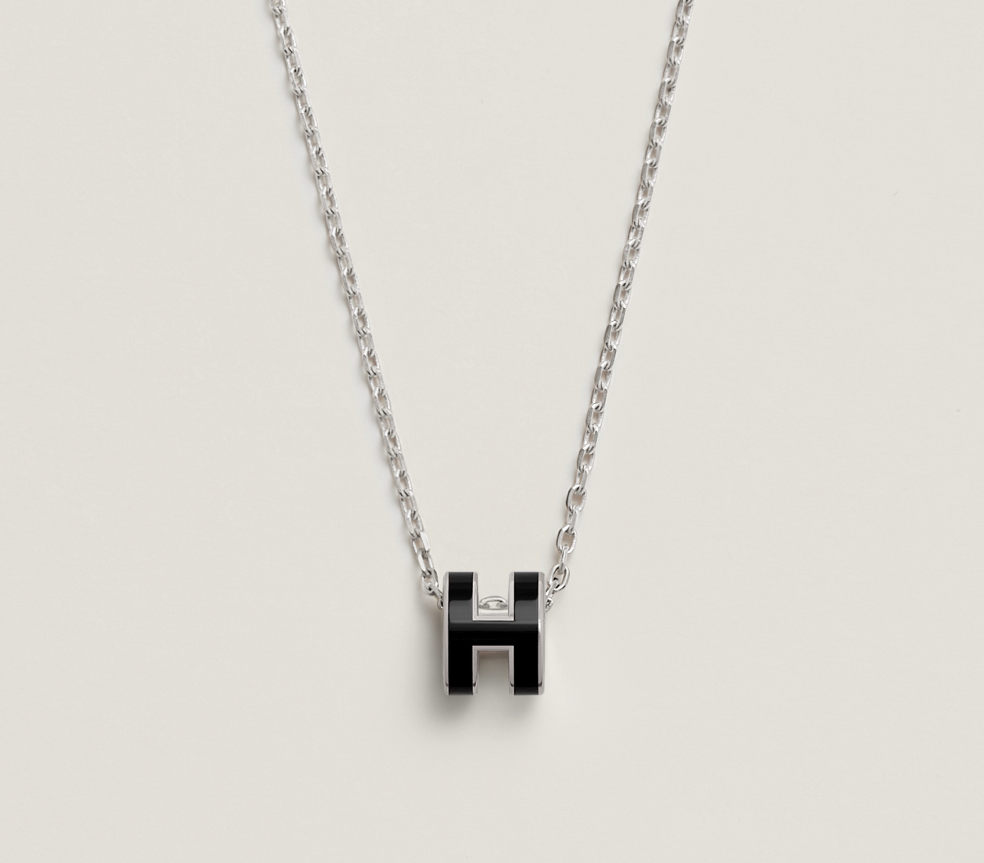 HERMÈS H POP NECKLACE BLACK SILVER