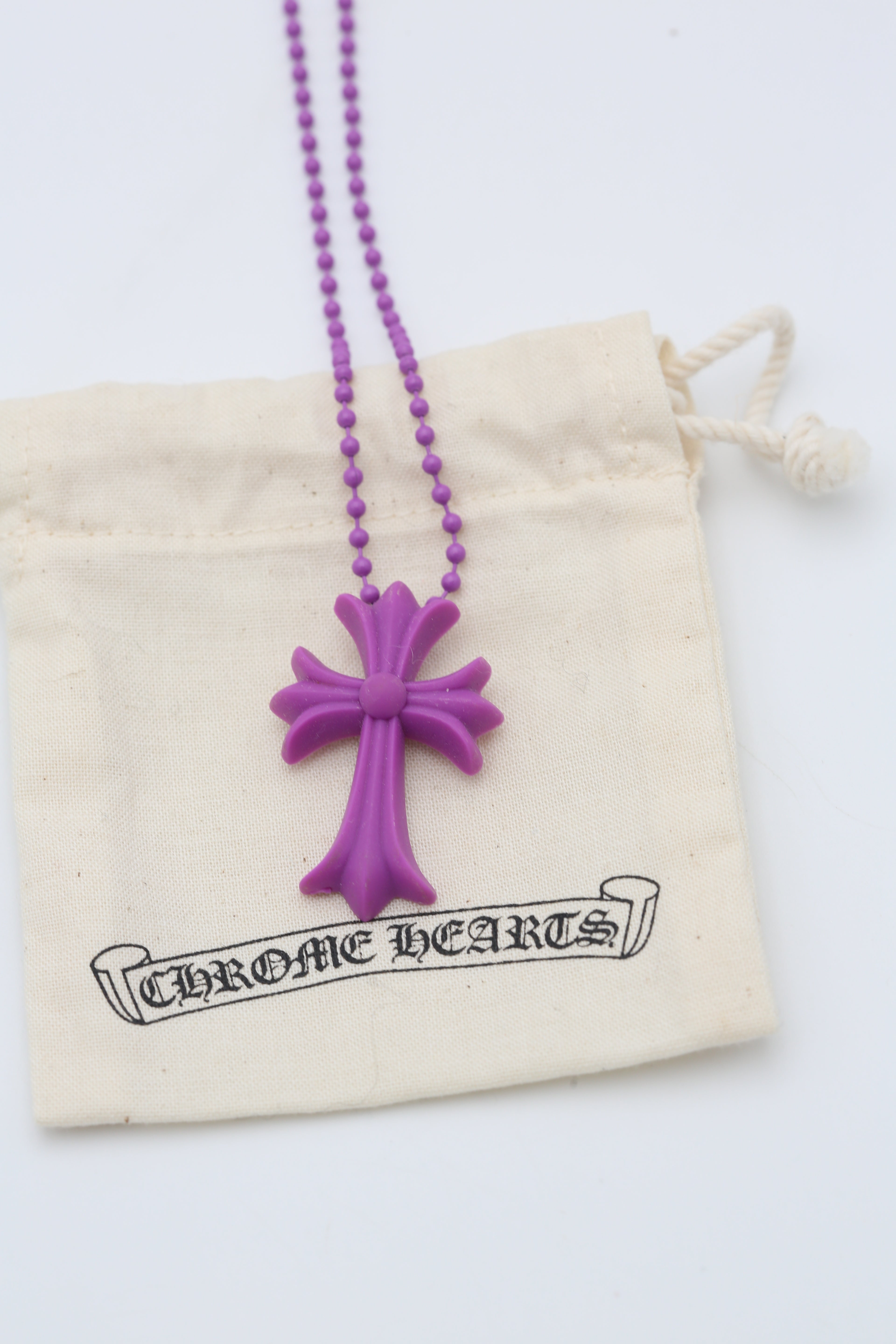 CHROME HEARTS RUBBER SILICON CROSS NECKLACE PURPLE