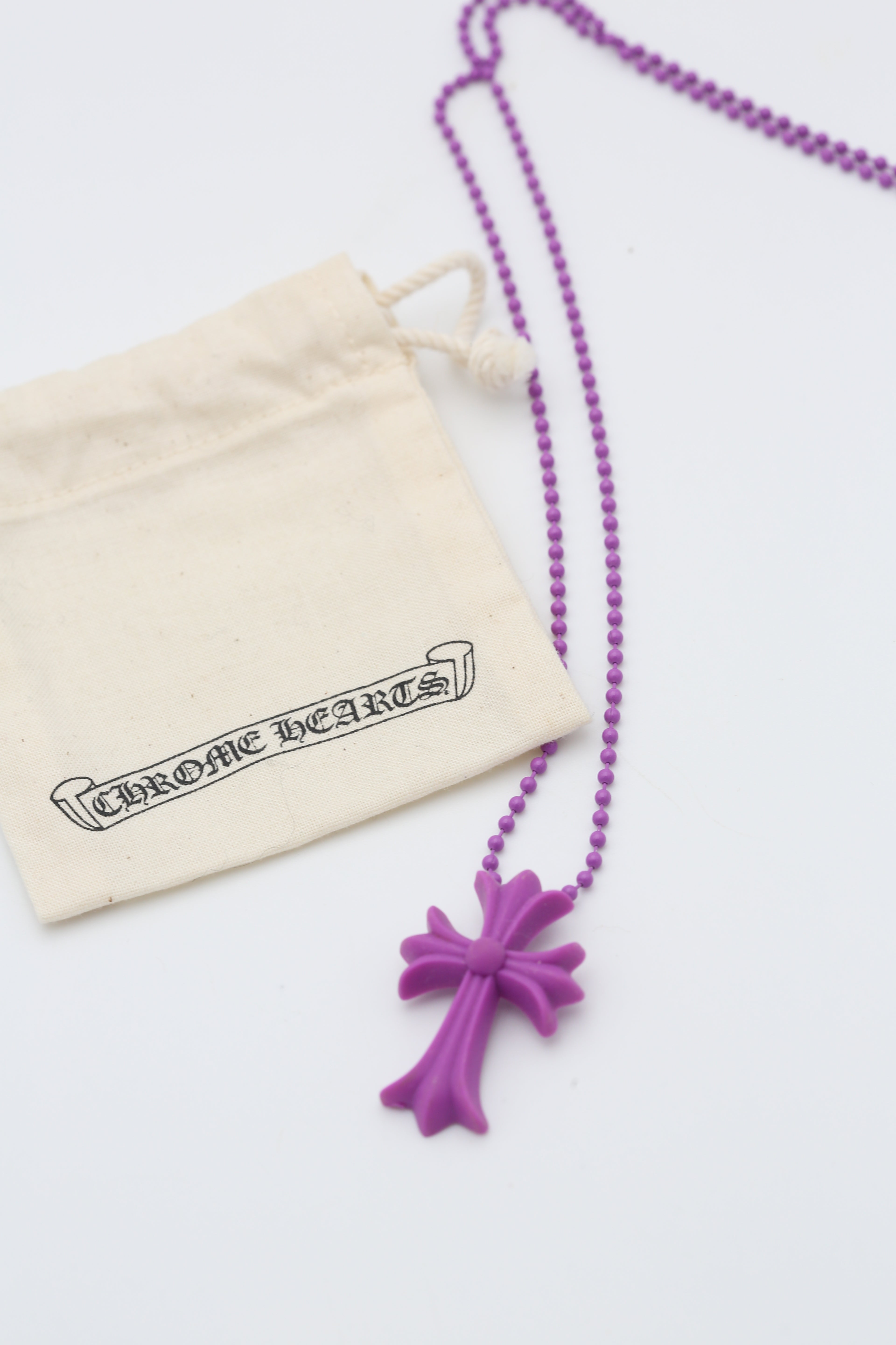 CHROME HEARTS RUBBER SILICON CROSS NECKLACE PURPLE