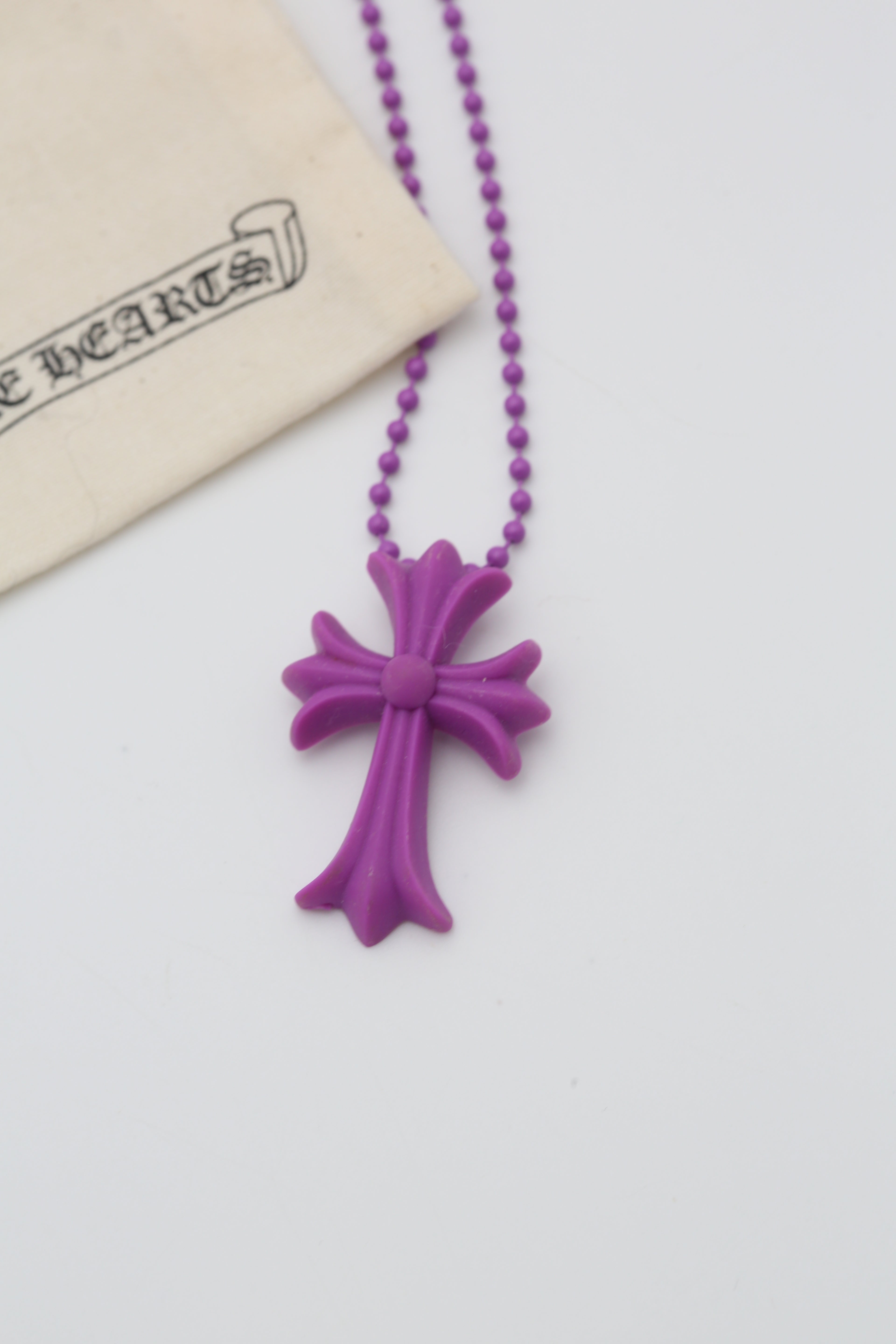 CHROME HEARTS RUBBER SILICON CROSS NECKLACE PURPLE