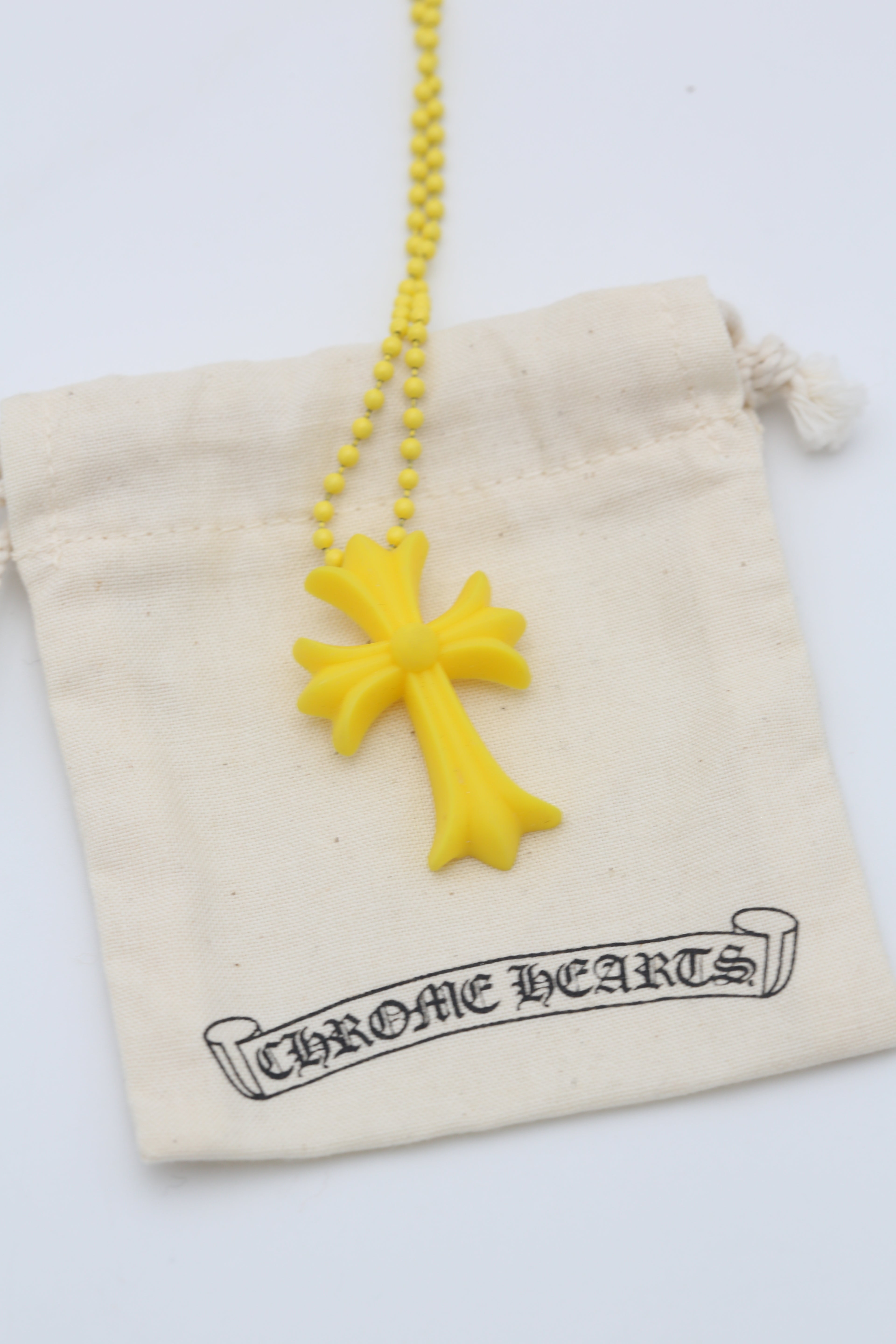 CHROME HEARTS RUBBER SILICON CROSS NECKLACE YELLOW