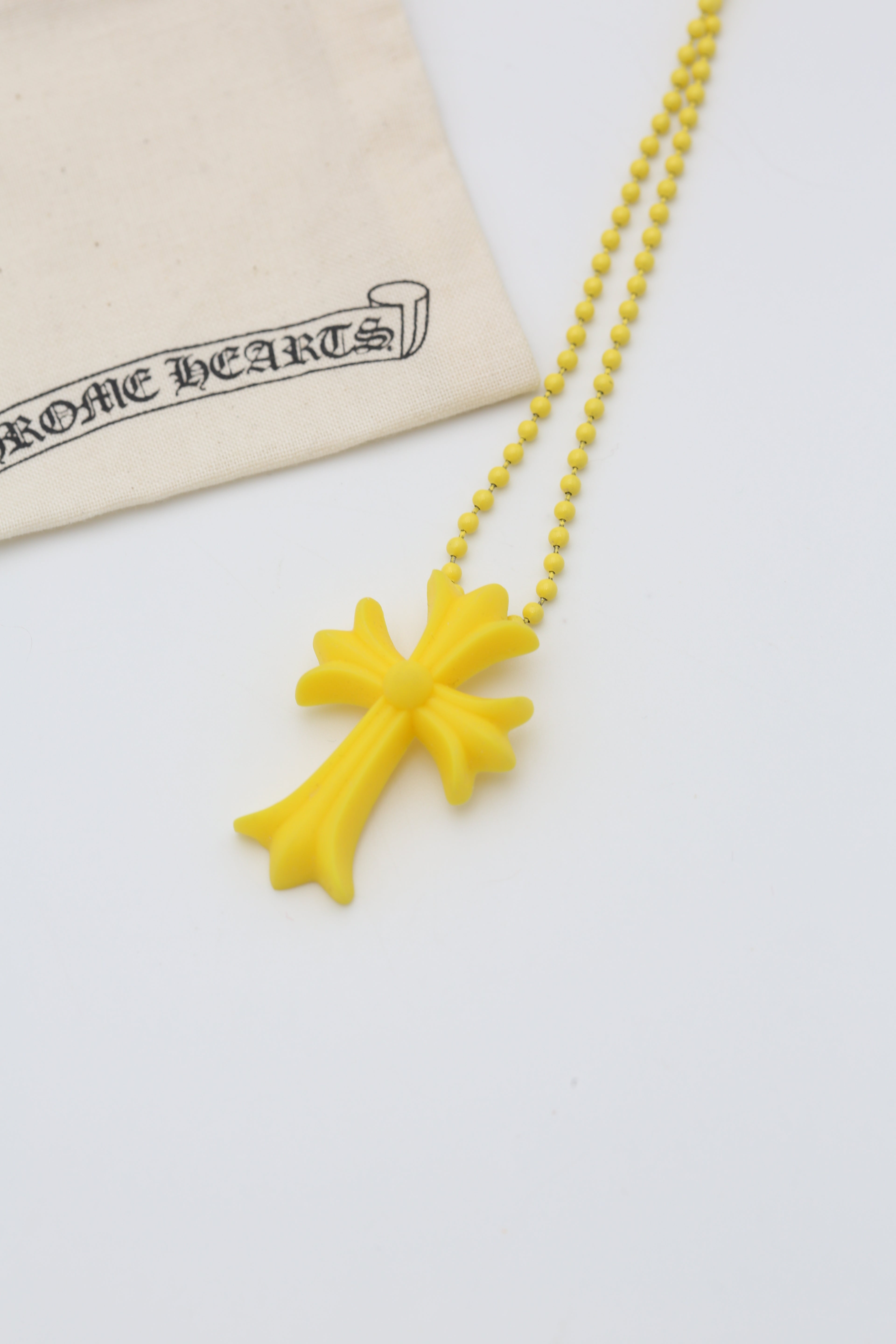 CHROME HEARTS RUBBER SILICON CROSS NECKLACE YELLOW